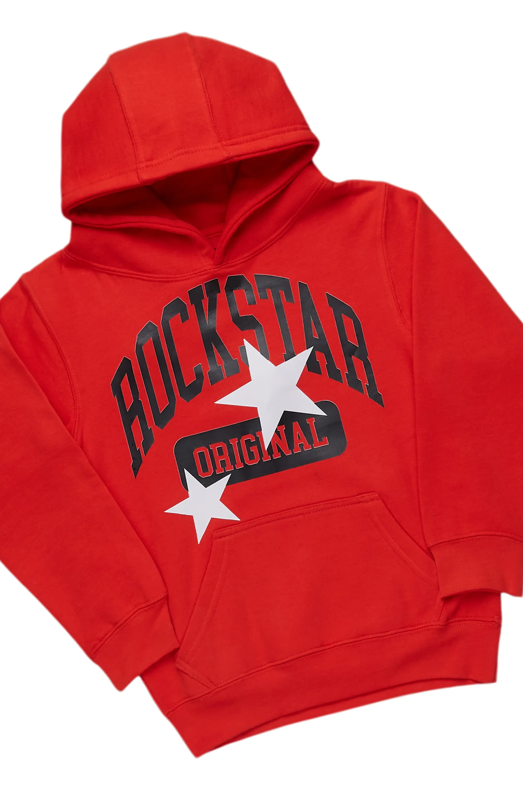 Boys Miro Black/Red Hoodie/Stacked Flare Jean Set - Image 2