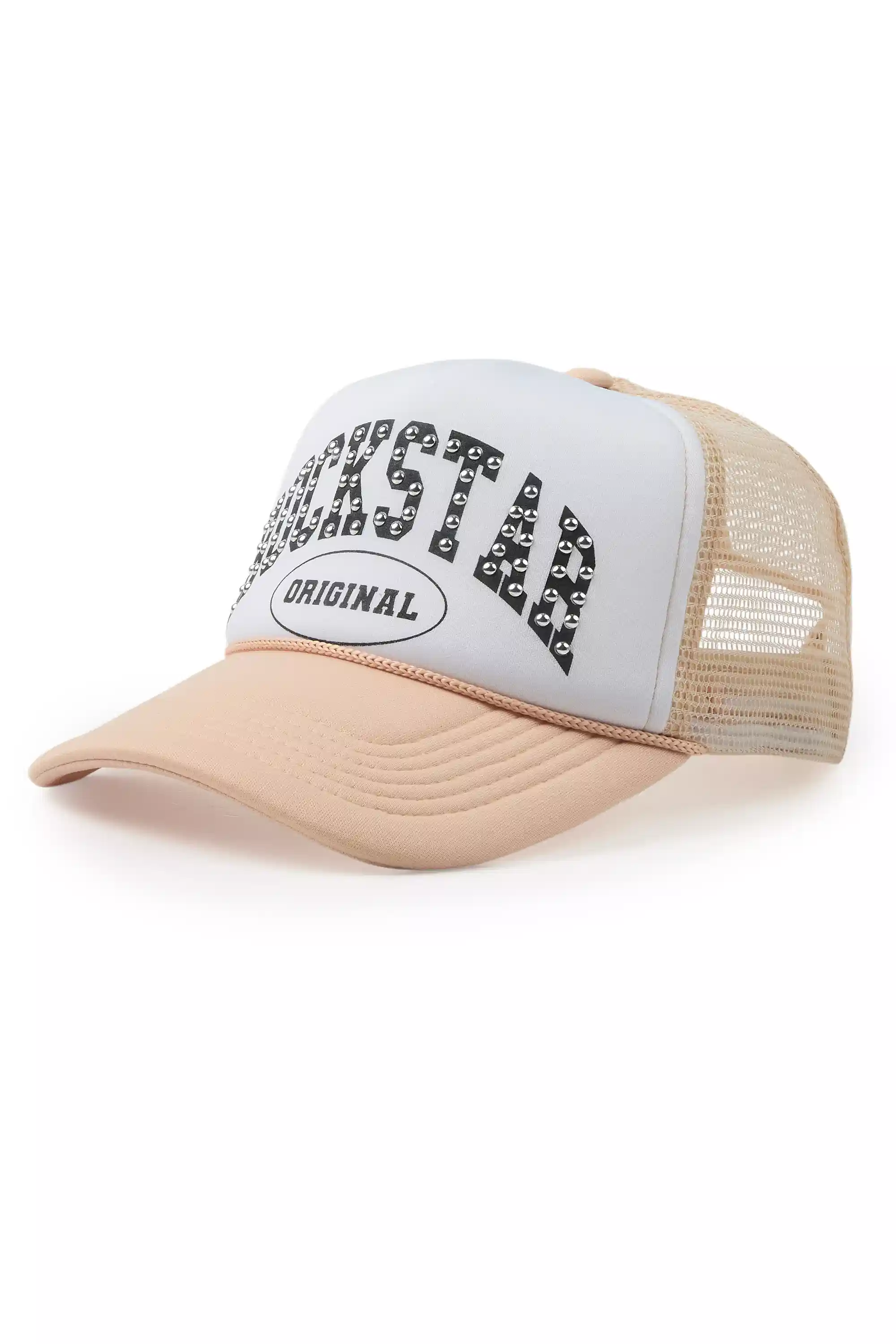 Danil White/Khaki Rhinestone Graphic Trucker Hat - Image 2