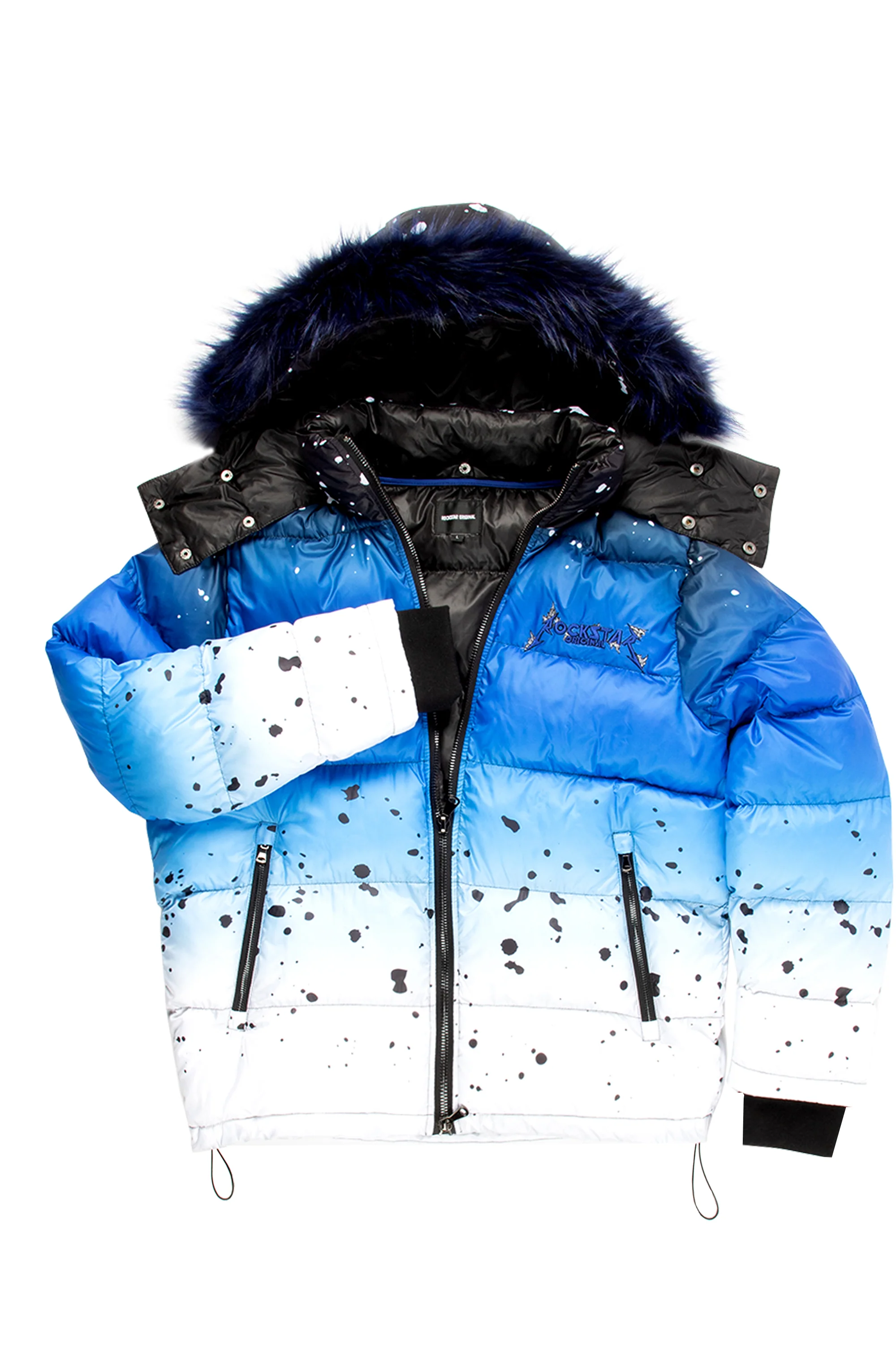 Royal Blue Curry Ombre Puffer Jacket - Image 3