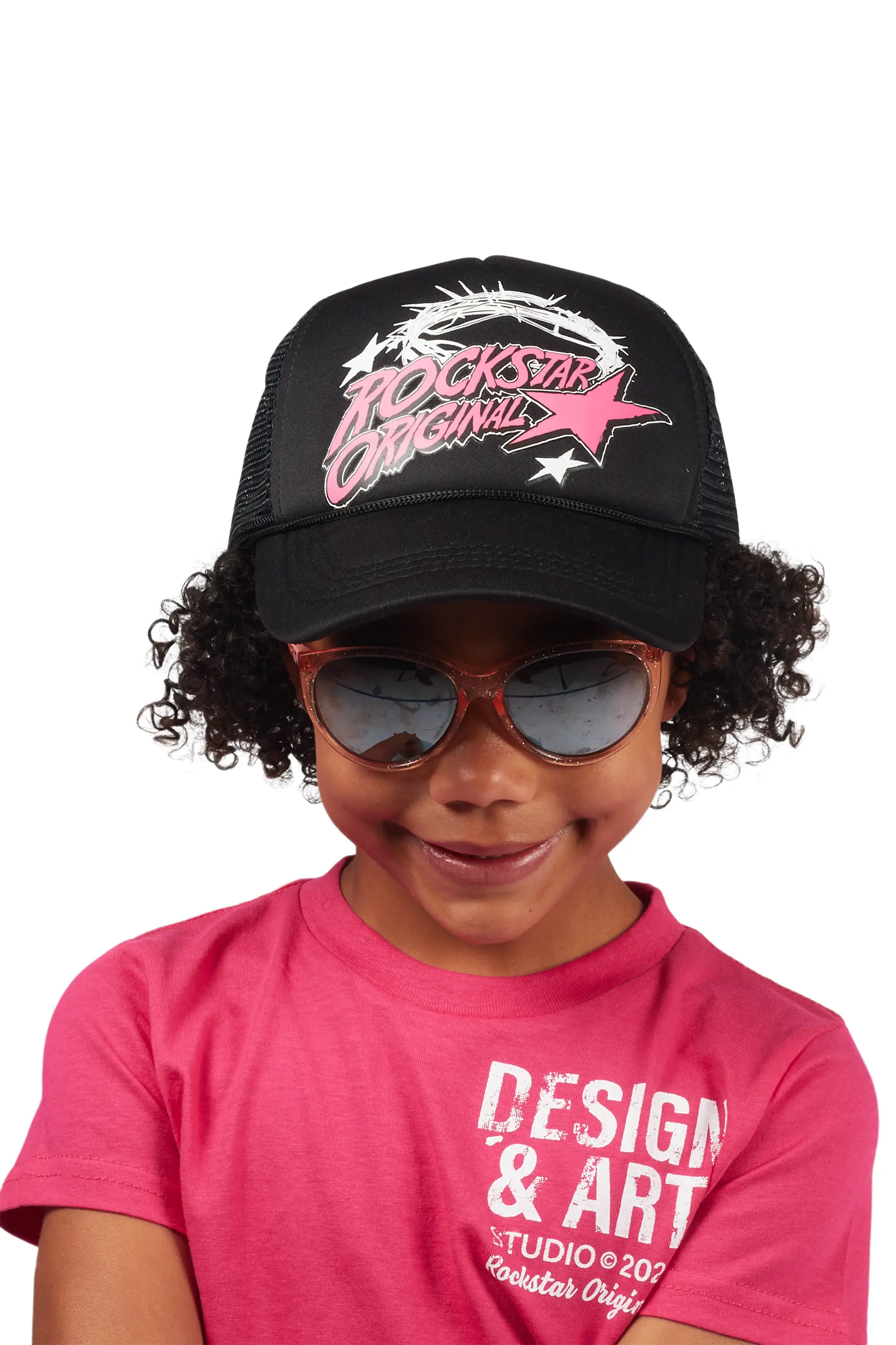 Girls Zabel Black Graphic Trucker Hat