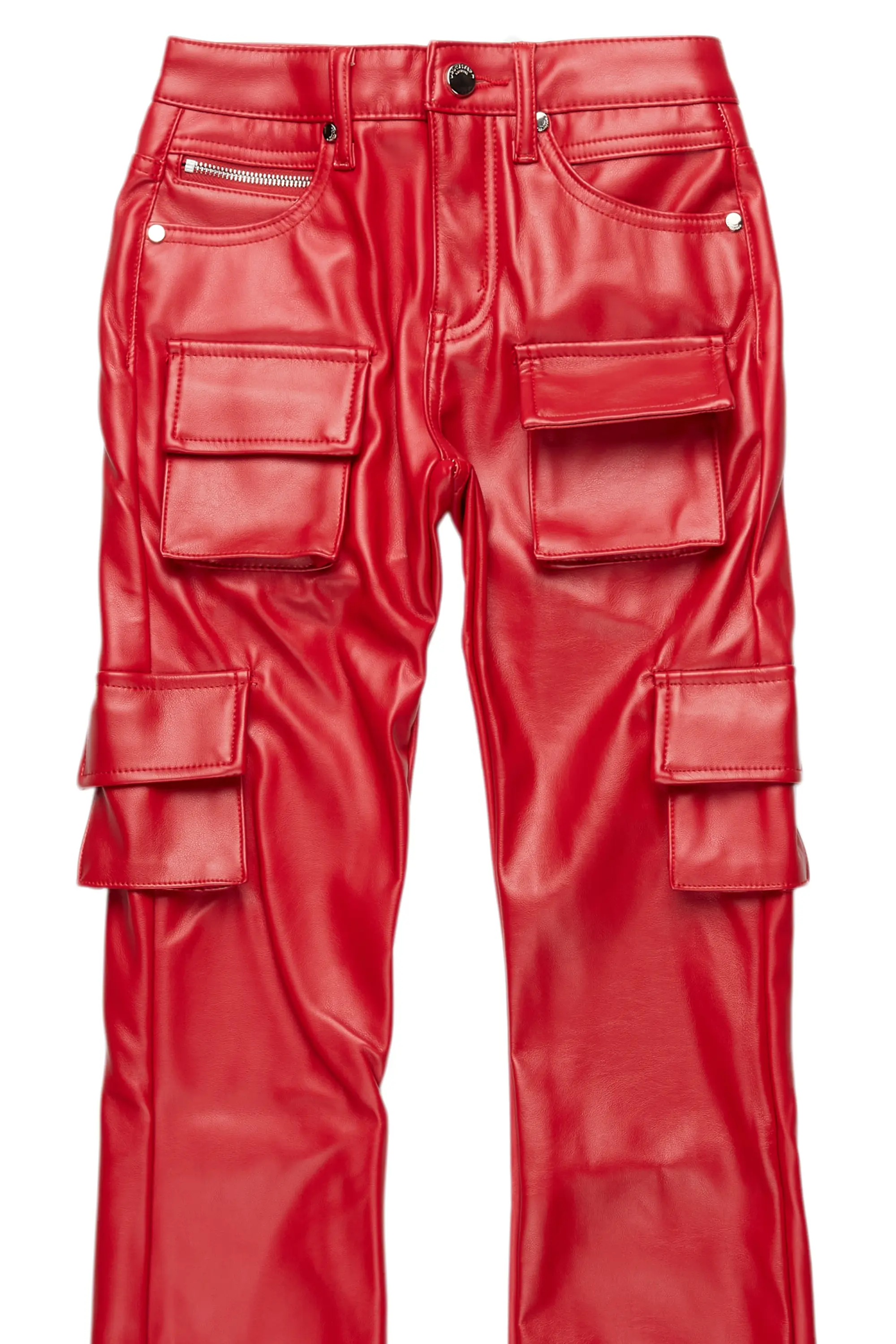 Girls Khaza Red  PU Leather Jean - Image 2