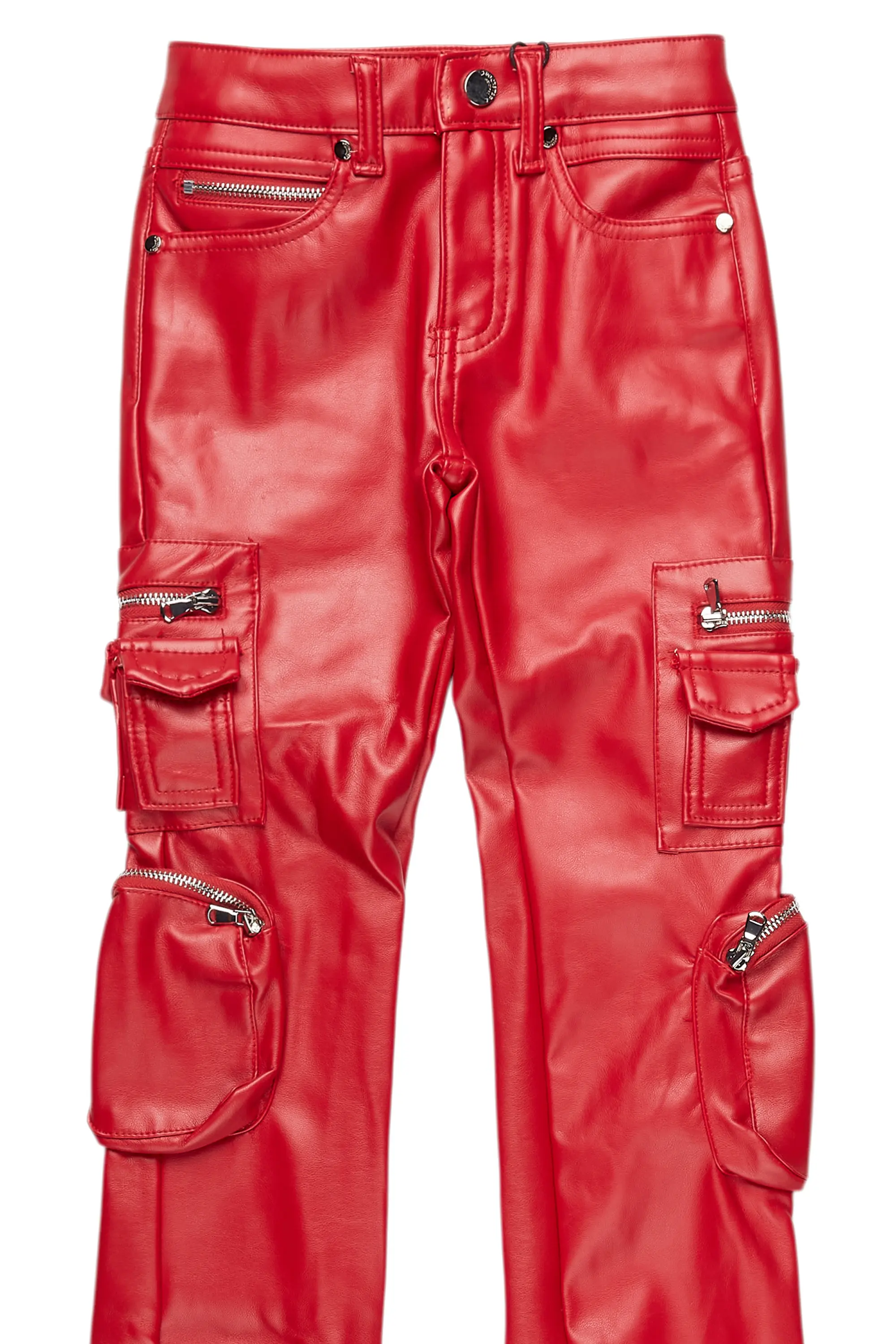 Girls Sutton Red PU Leather Jean - Image 2
