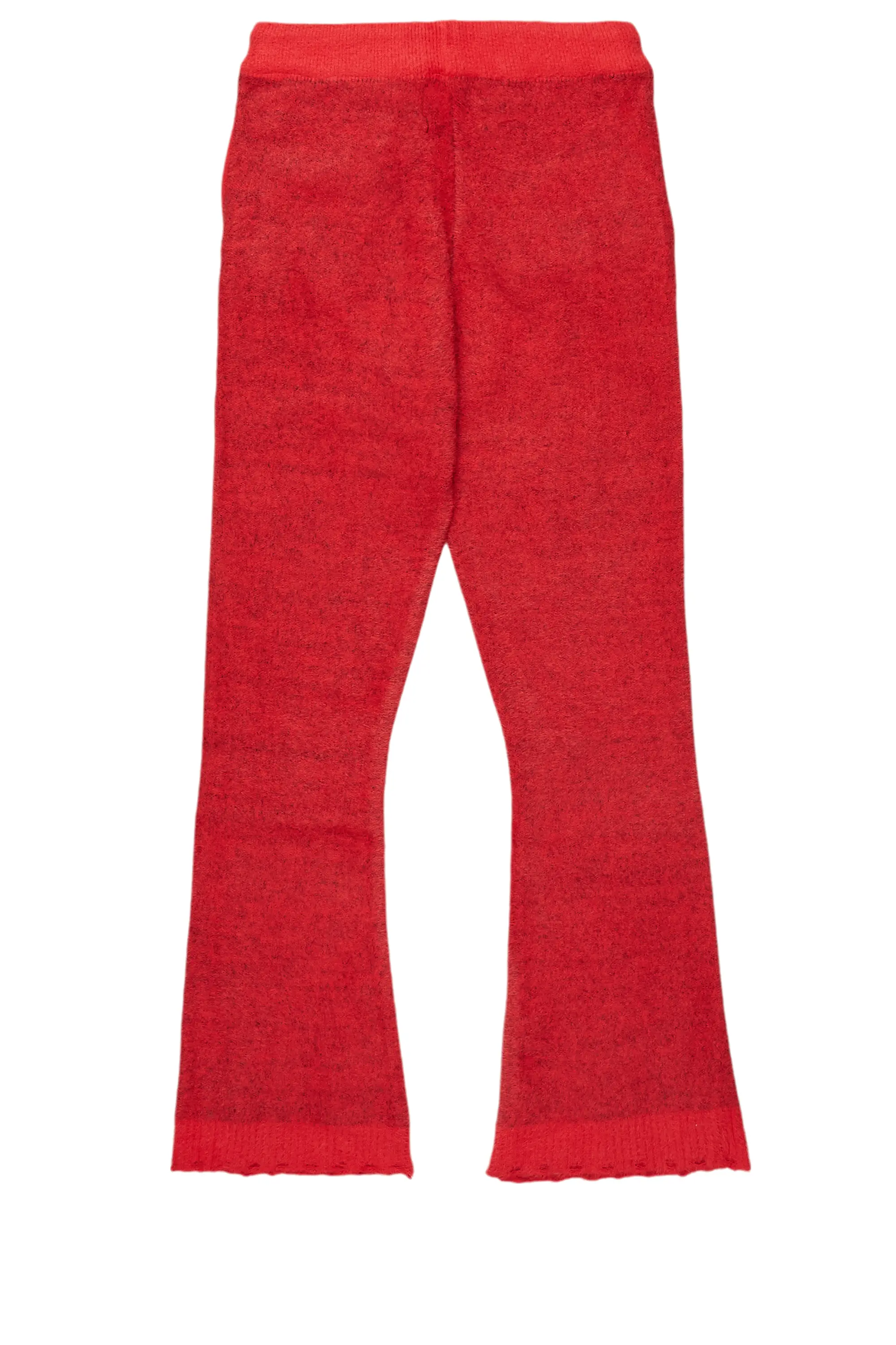 Girls Keve Red Knitted Mohair Flare Sweat Pant - Image 3