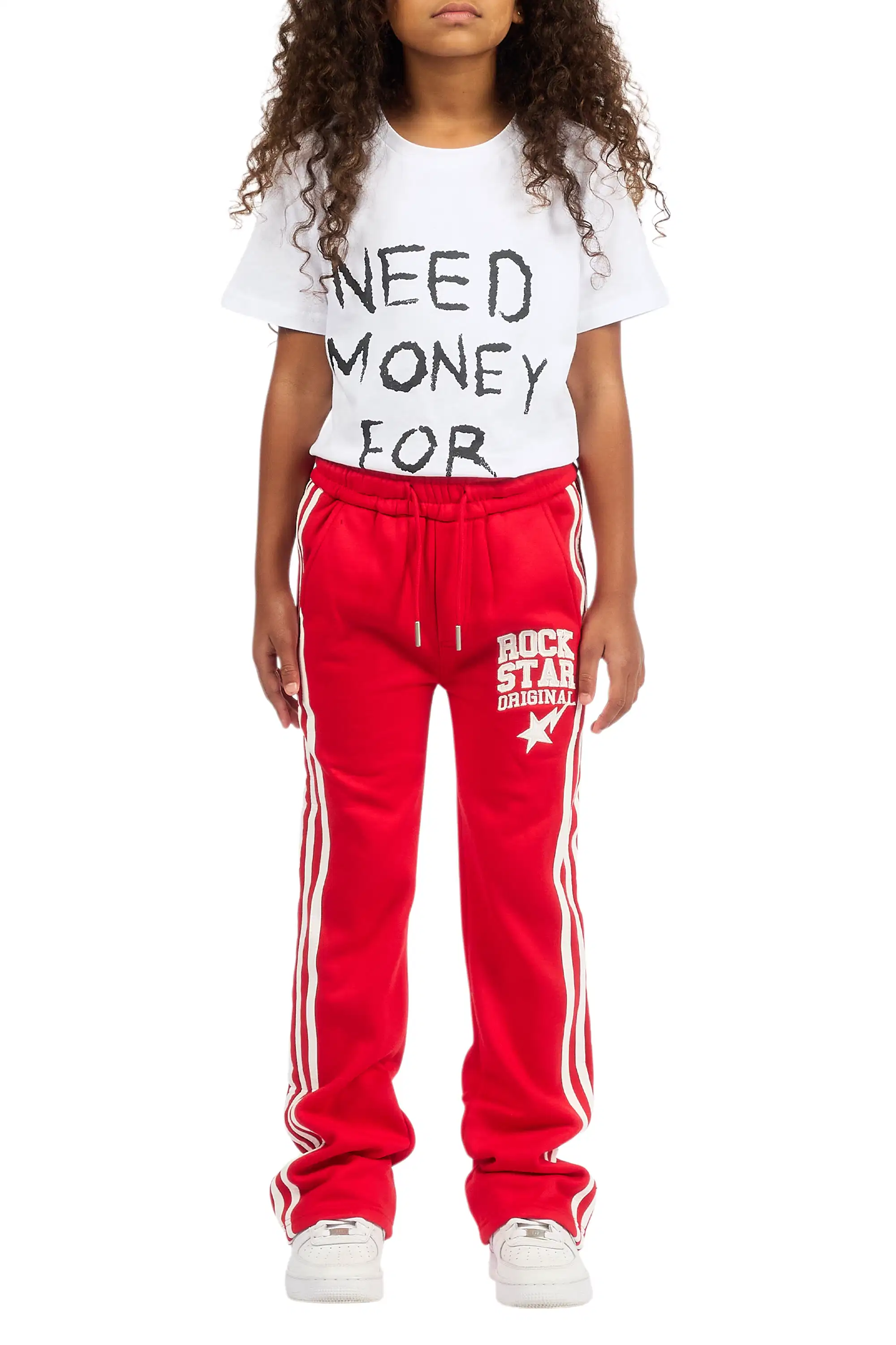 Girls Gerrit Red Baggy Stacked Flare Pants - Image 9
