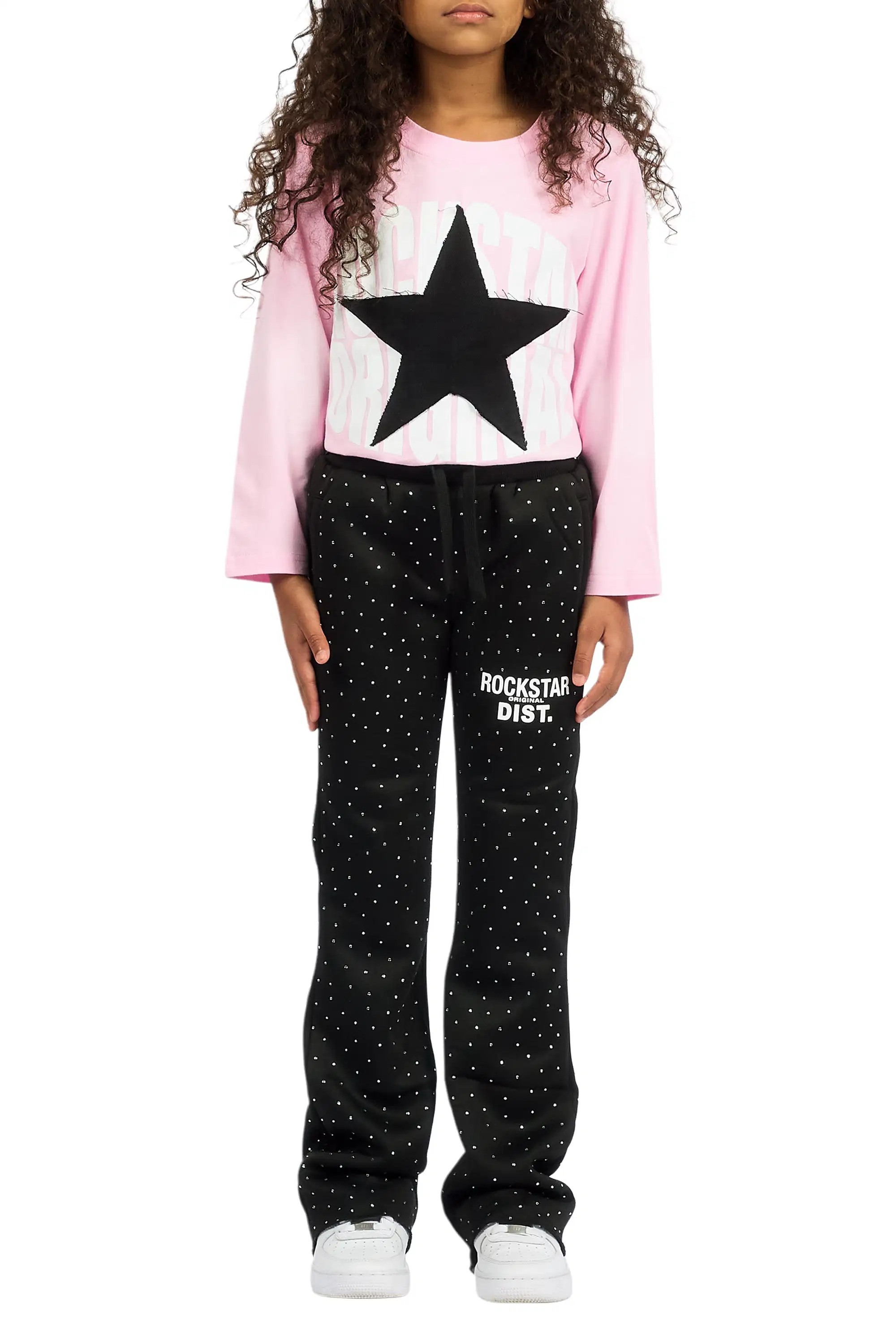 Girls Juliana Rhinestone Black Track Pant - Image 10