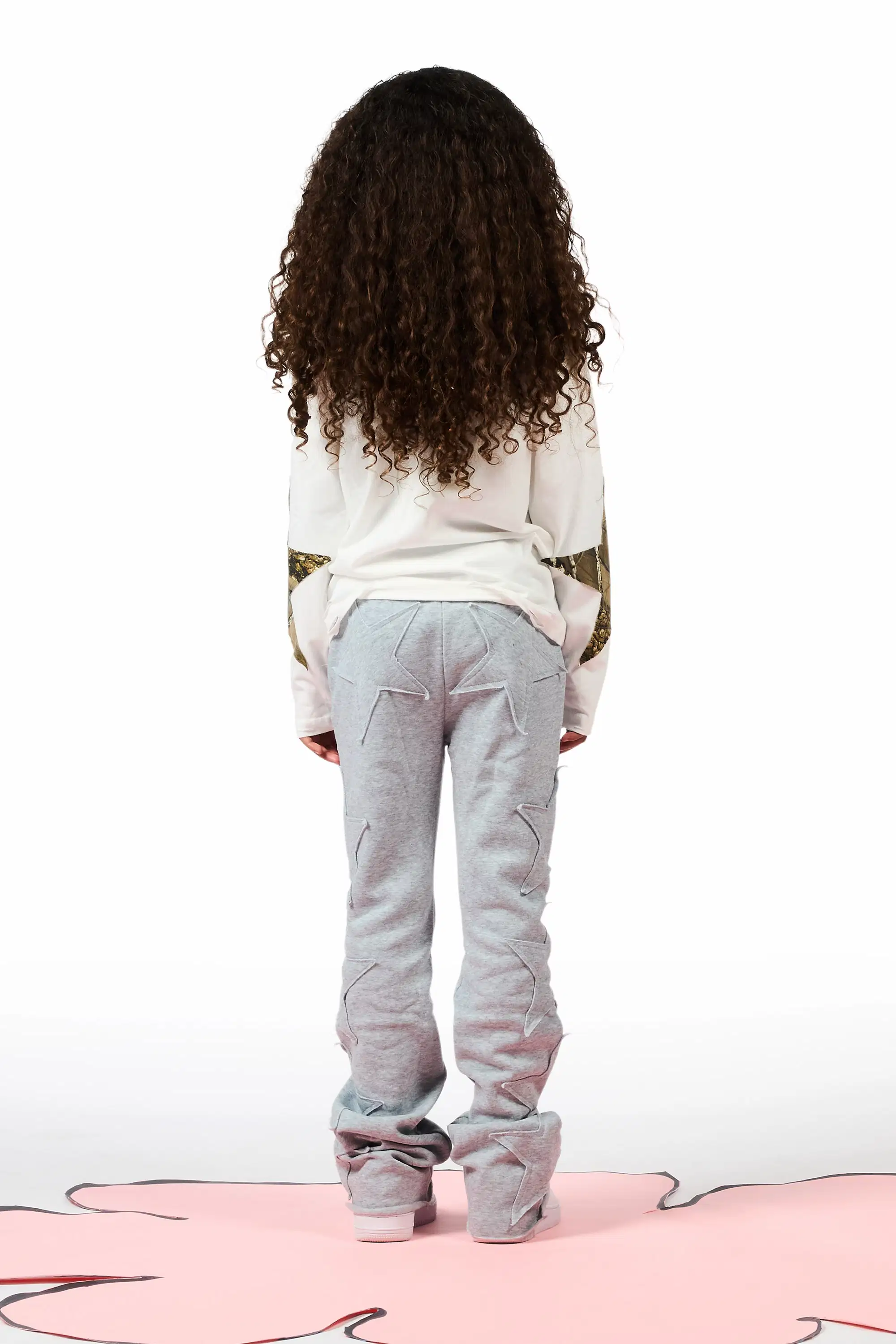 Girls Sinayah Grey Stacked Track Pant - Image 5