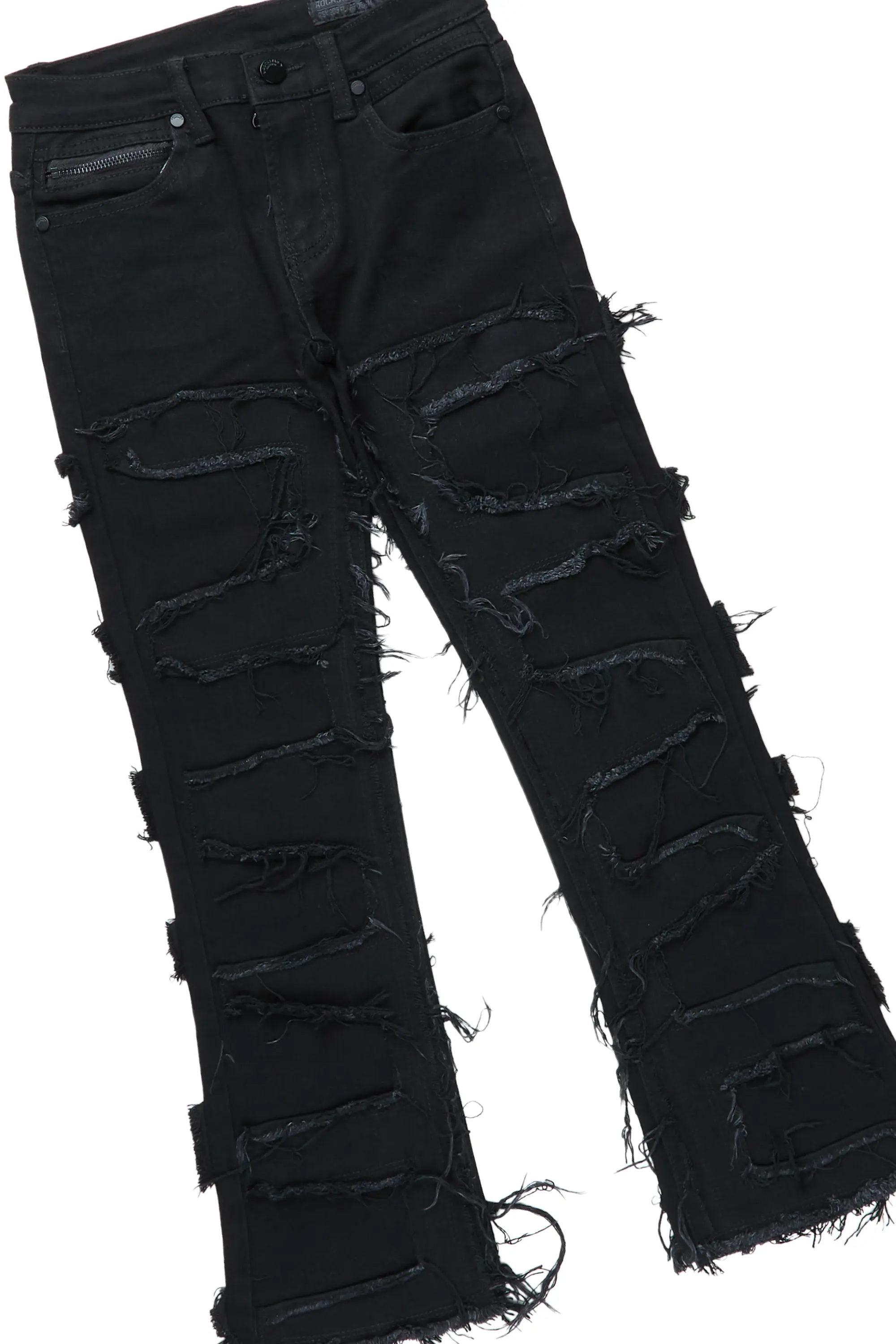 Boys Eduardo Royal Blue Hoodie/Black Stacked Jean Set - Image 5