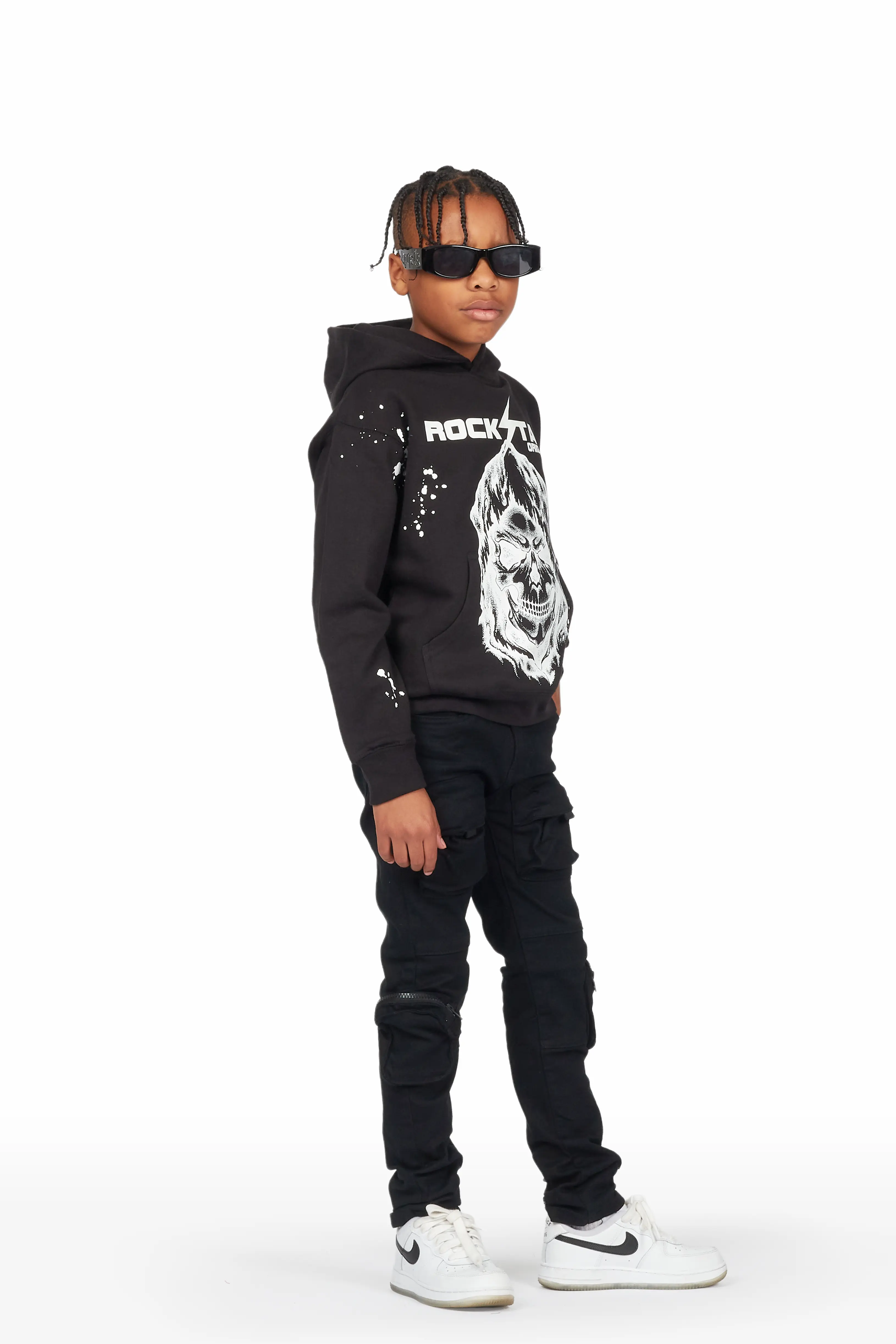 Boys Owen Black Cargo Jean Hoodie Set - Image 2