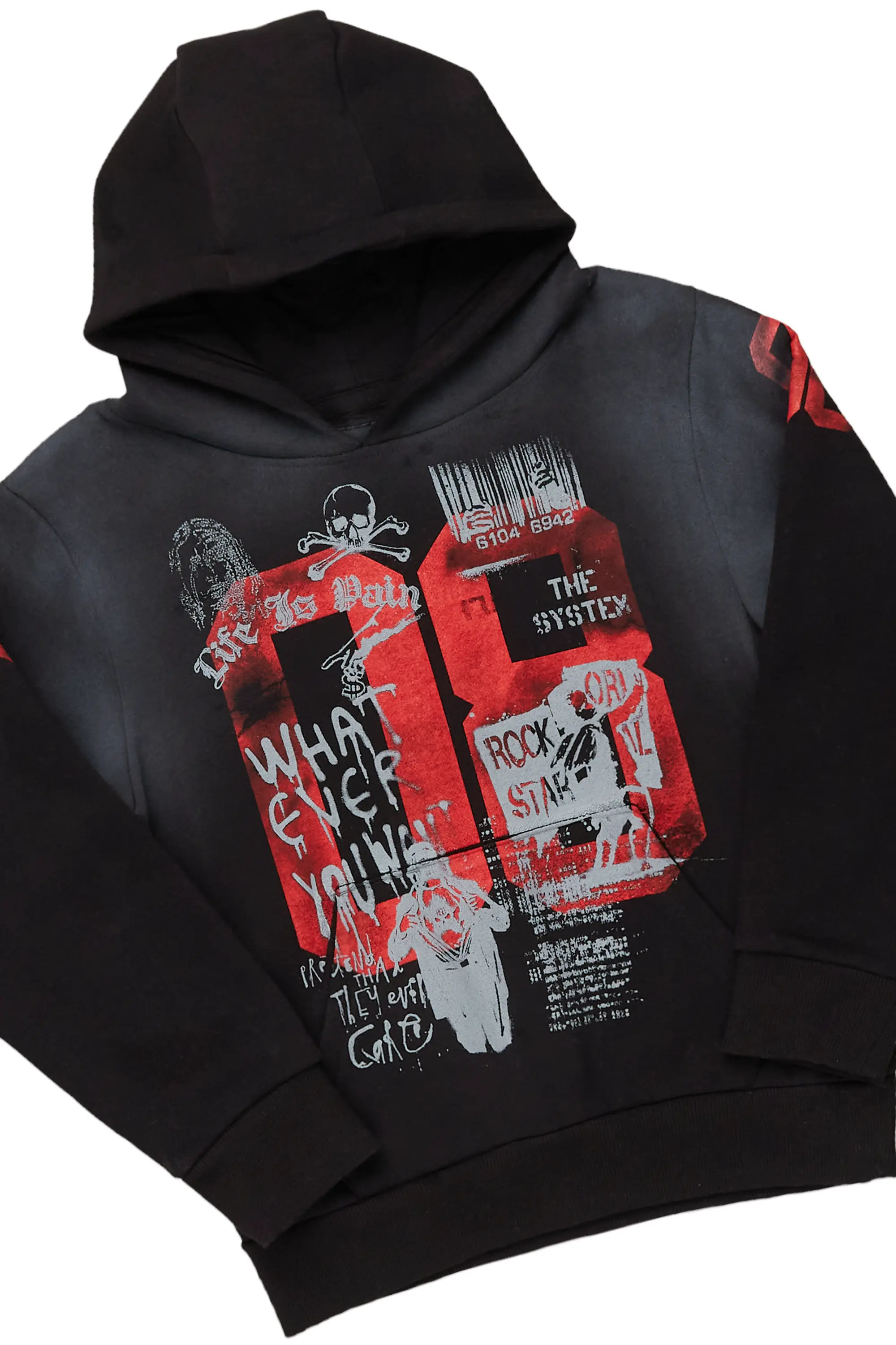 Boys Beau Black Hoodie/Stacked Flare Jean Set - Image 2
