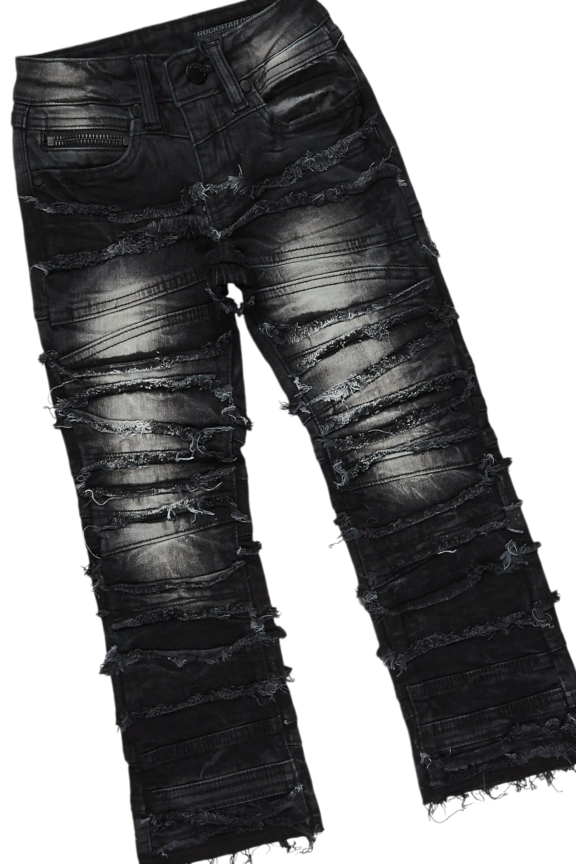 Boys Beau Red/Black Hoodie/Stacked Flare Jean Set - Image 4