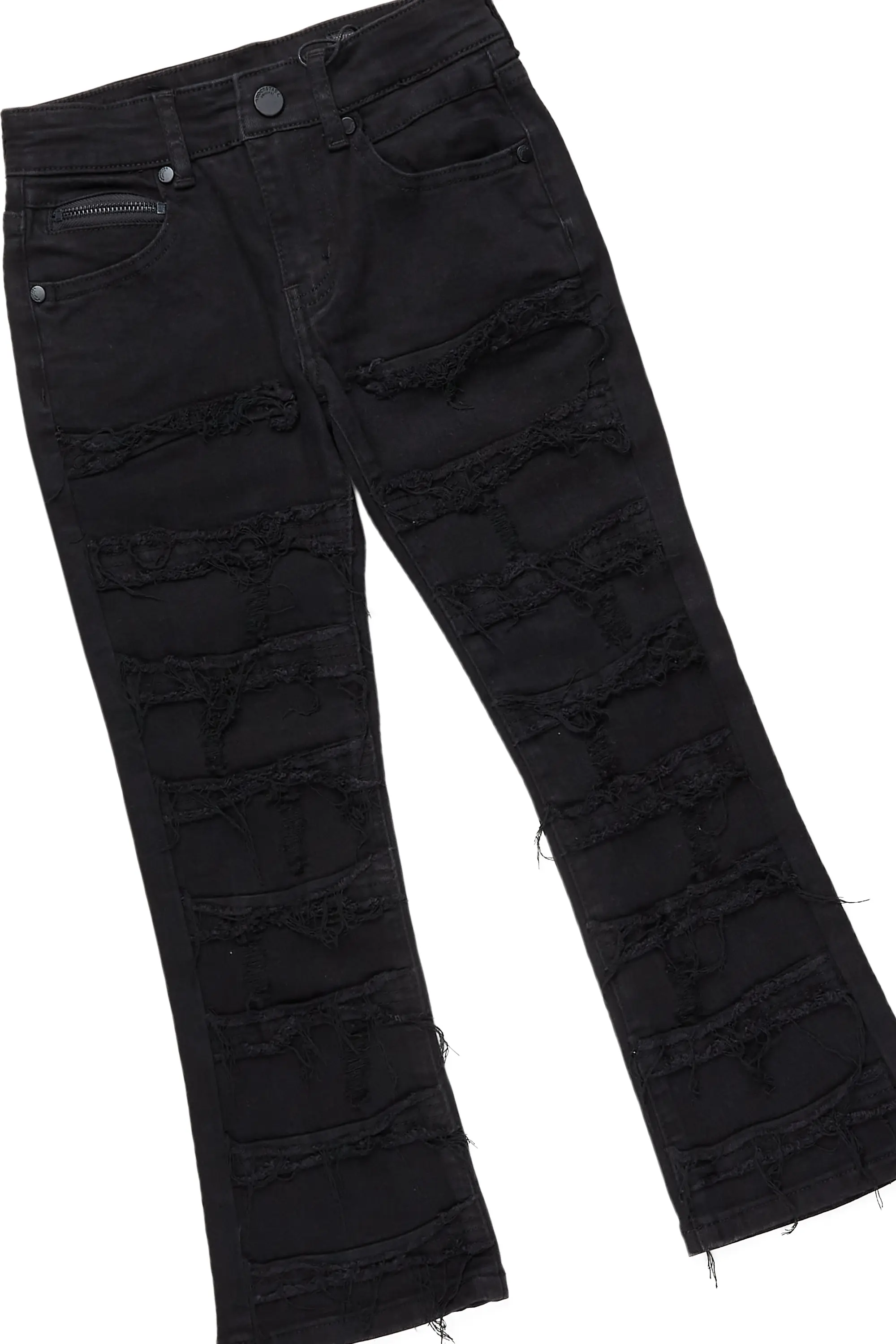 Boys Bridger Royal/Black Hoodie/Stacked Flare Jean Set - Image 3