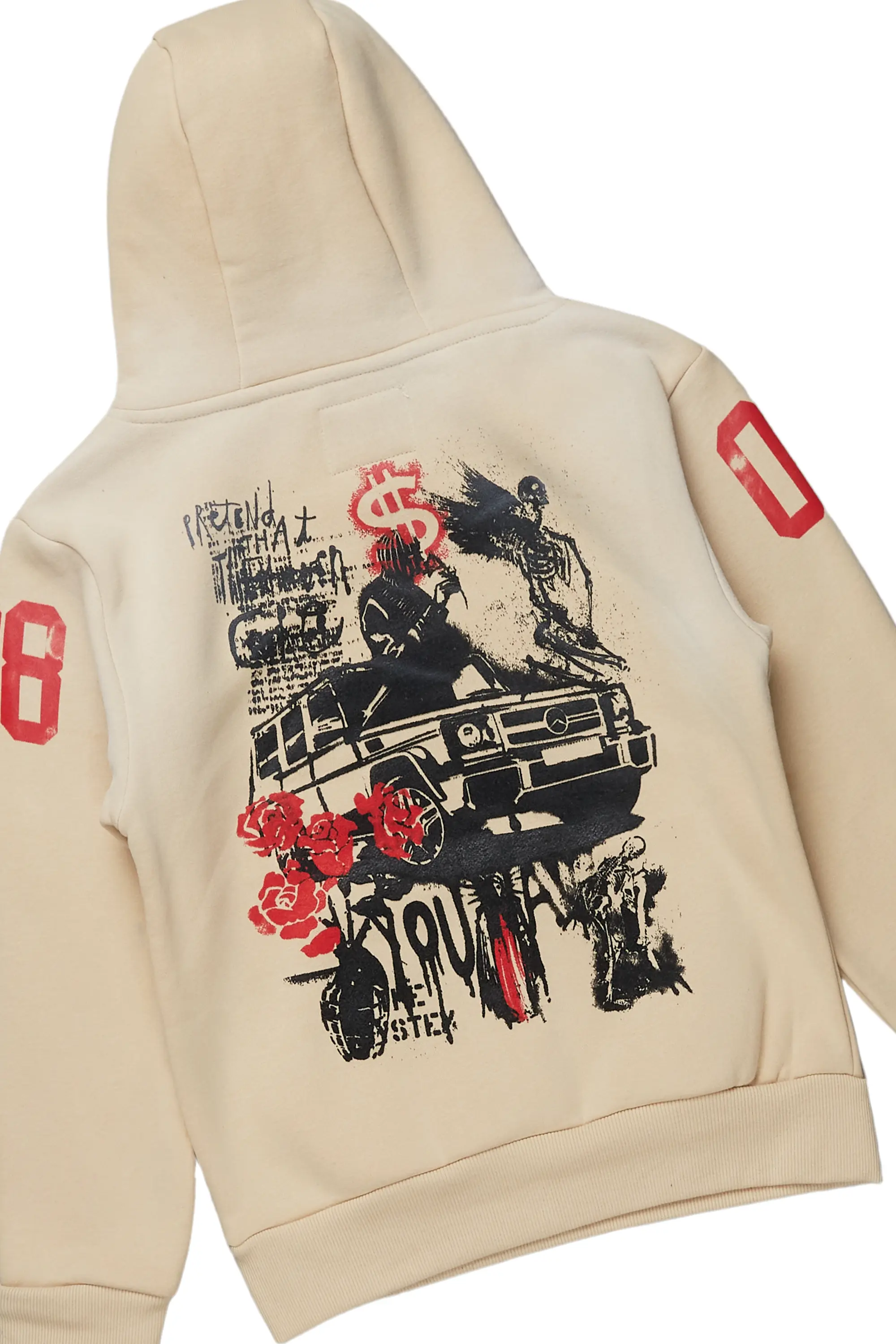 Boys Enzo Beige Hoodie/Stacked Flare Jean Set - Image 3