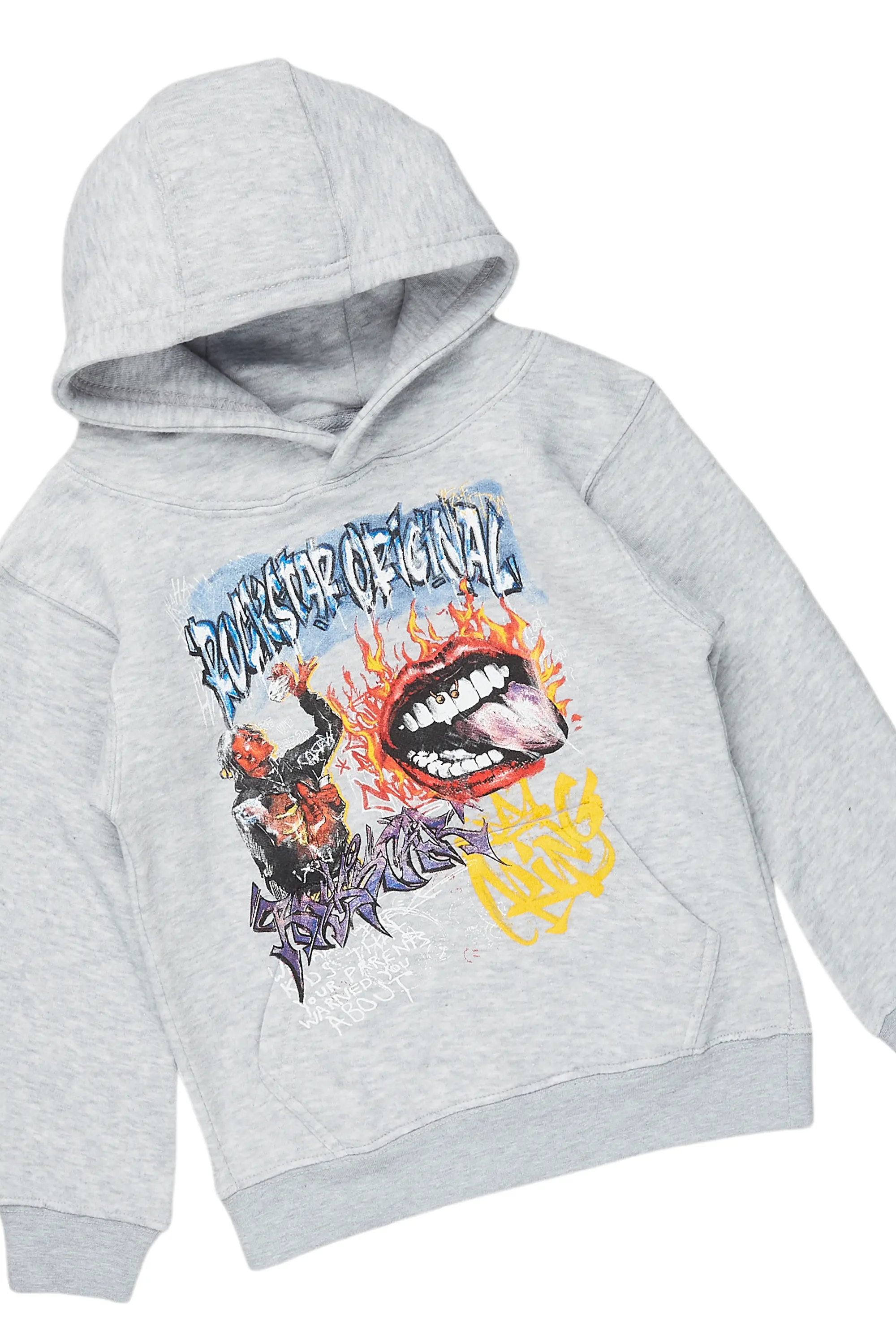 Boys Yooz Grey Hoodie/Stacked Flare Jean Set - Image 7