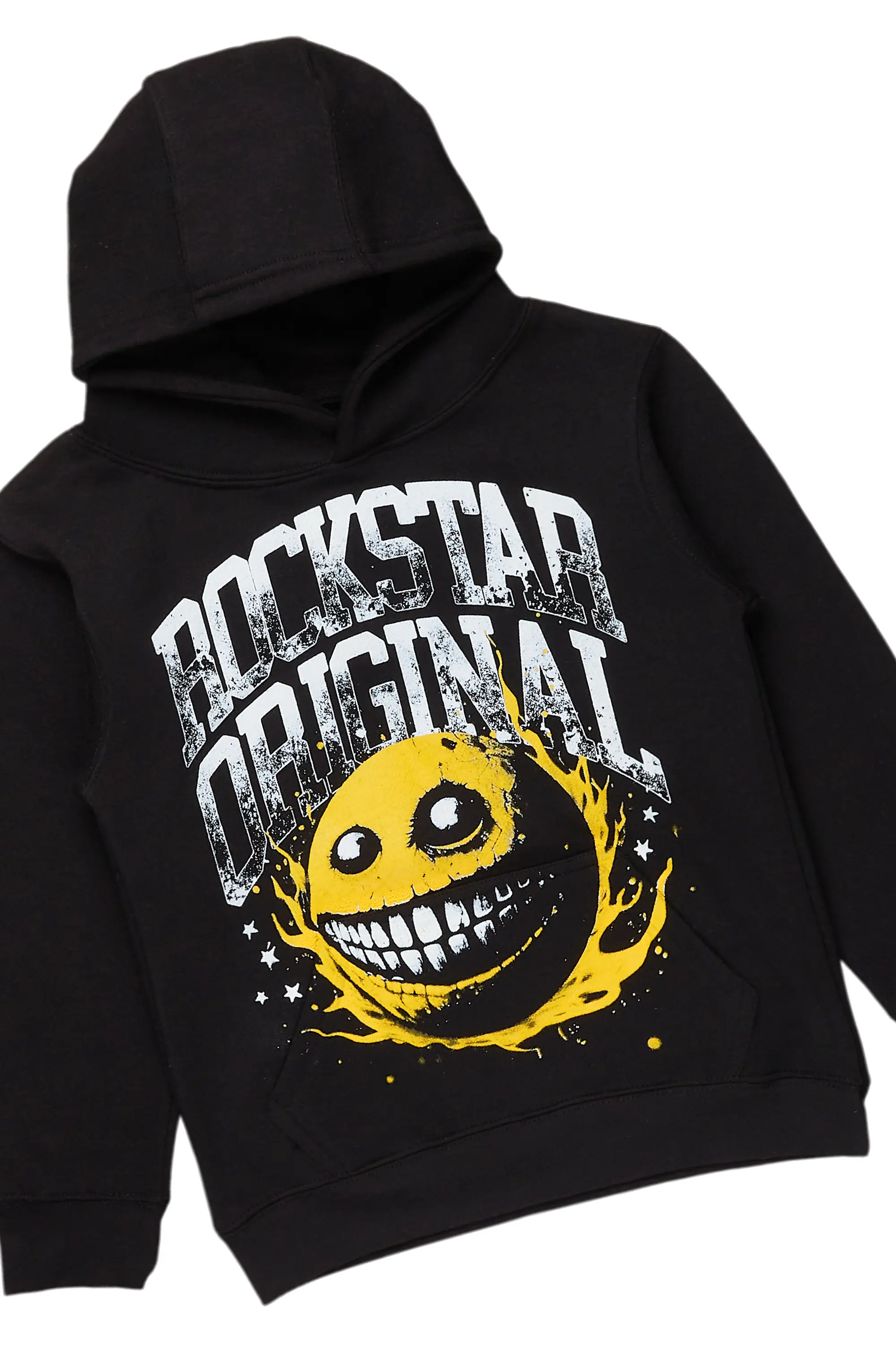 Boys Prudie Black Hoodie/Stacked Flare Jean Set - Image 2