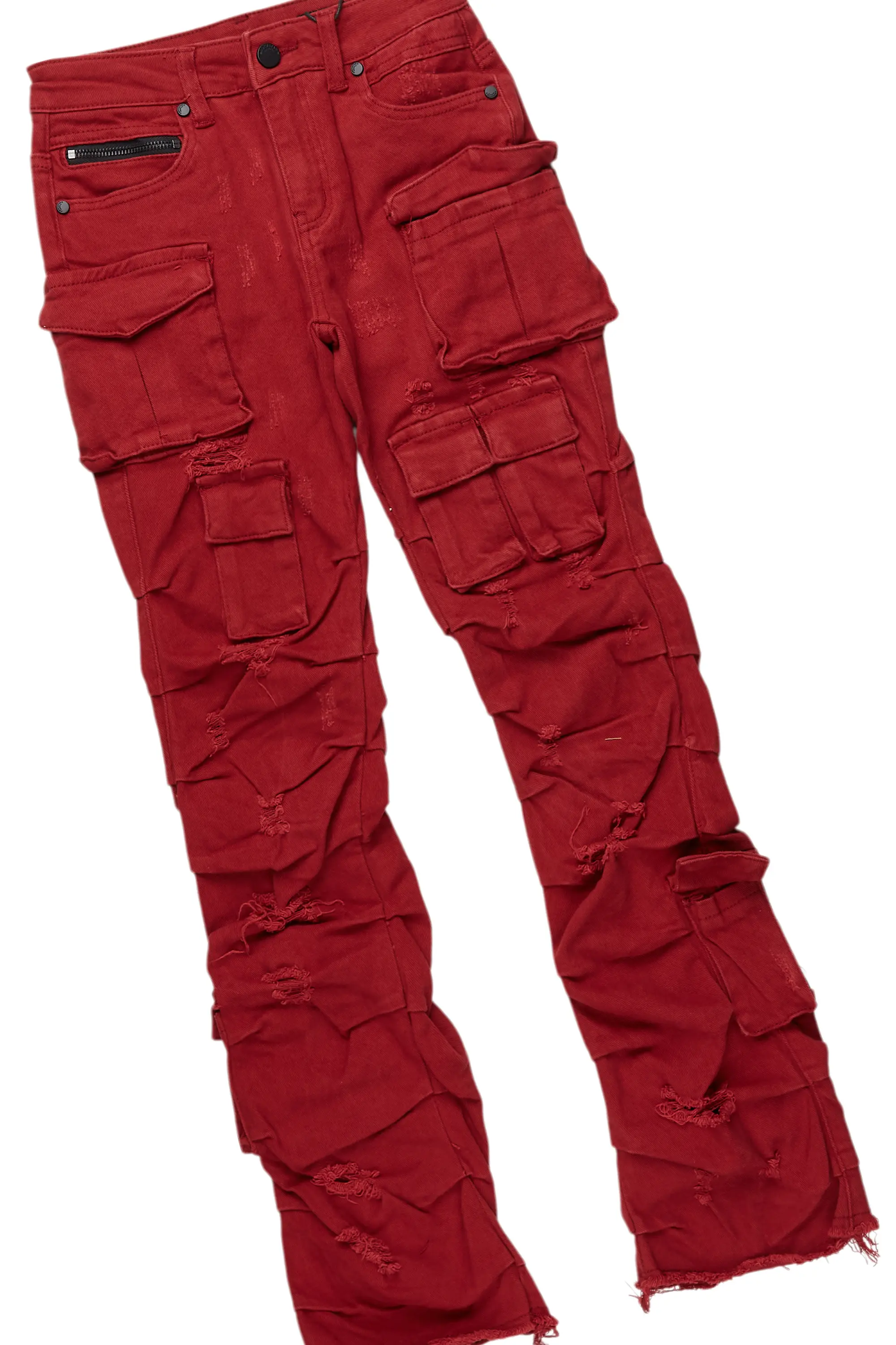 Boys Soweto Vintage Black/Red Hoodie/Stack Flare Jean Set - Image 3