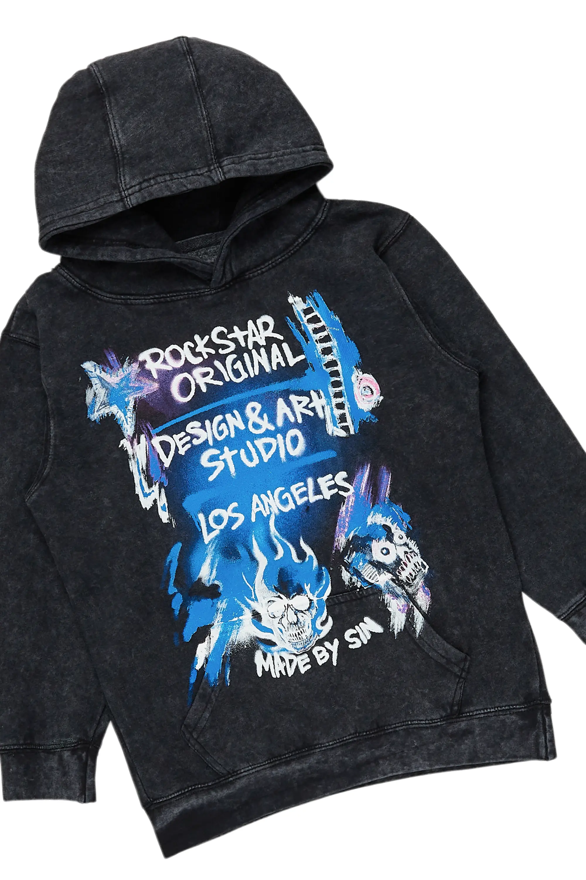 Boys Soweto Vintage Black Hoodie/Stacked Flare Jean Set - Image 7