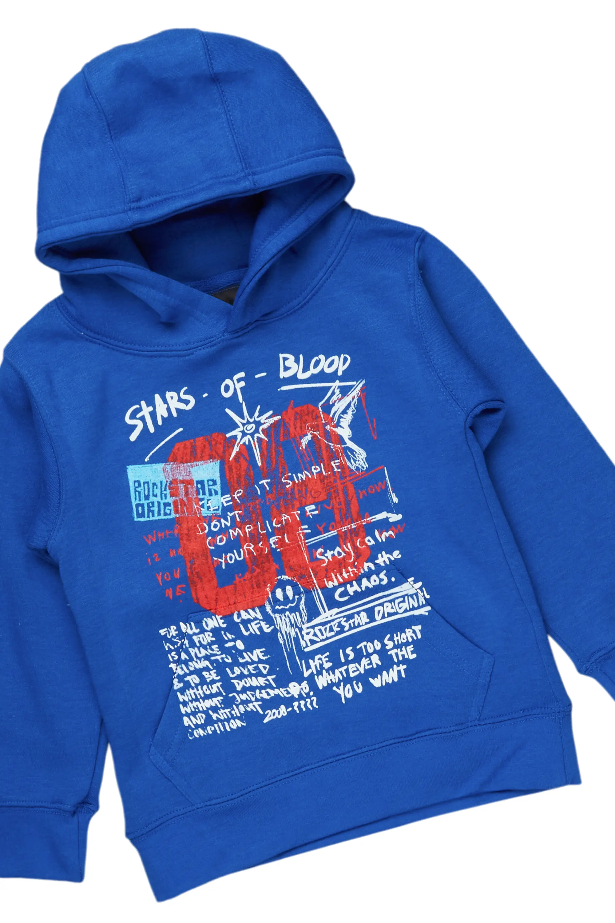 Boys Gabin Royal Blue Hoodie/Stacked Flare Jean Set - Image 2