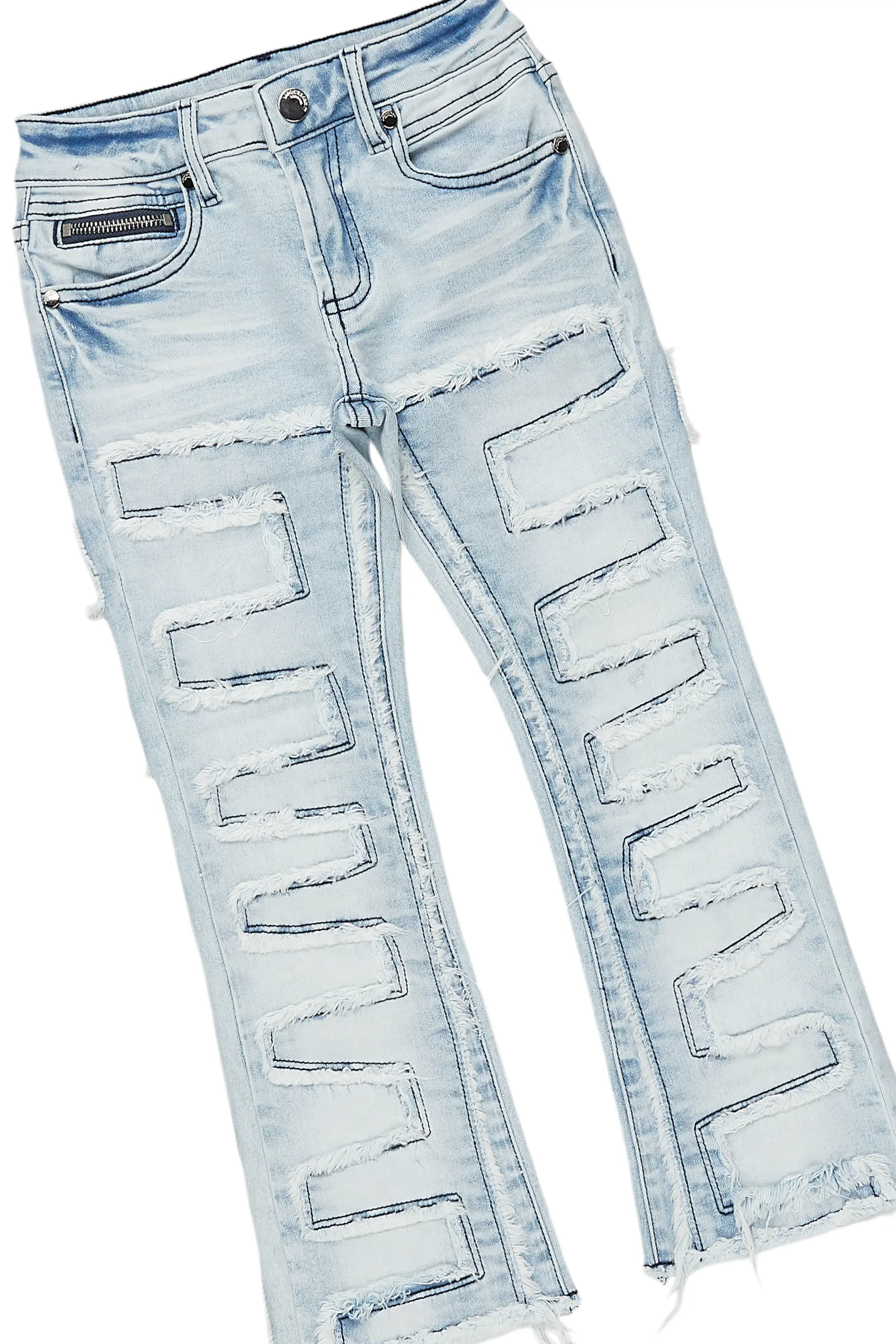 Boys Member Red/Blue Hoodie/Stacked Flare Jean Set - Image 3
