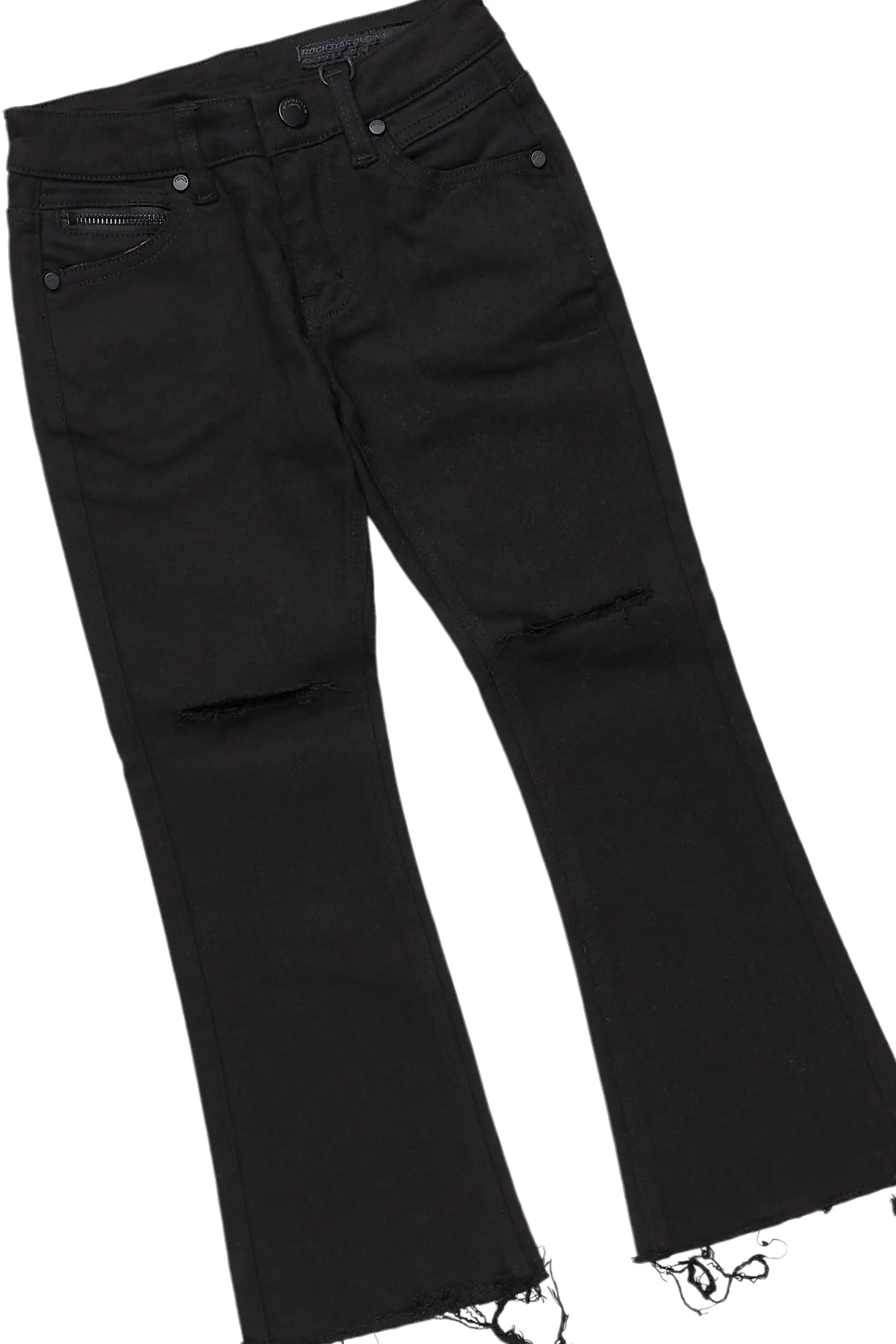 Boys Member Royal/Black Hoodie/Stacked Flare Jean Set - Image 3