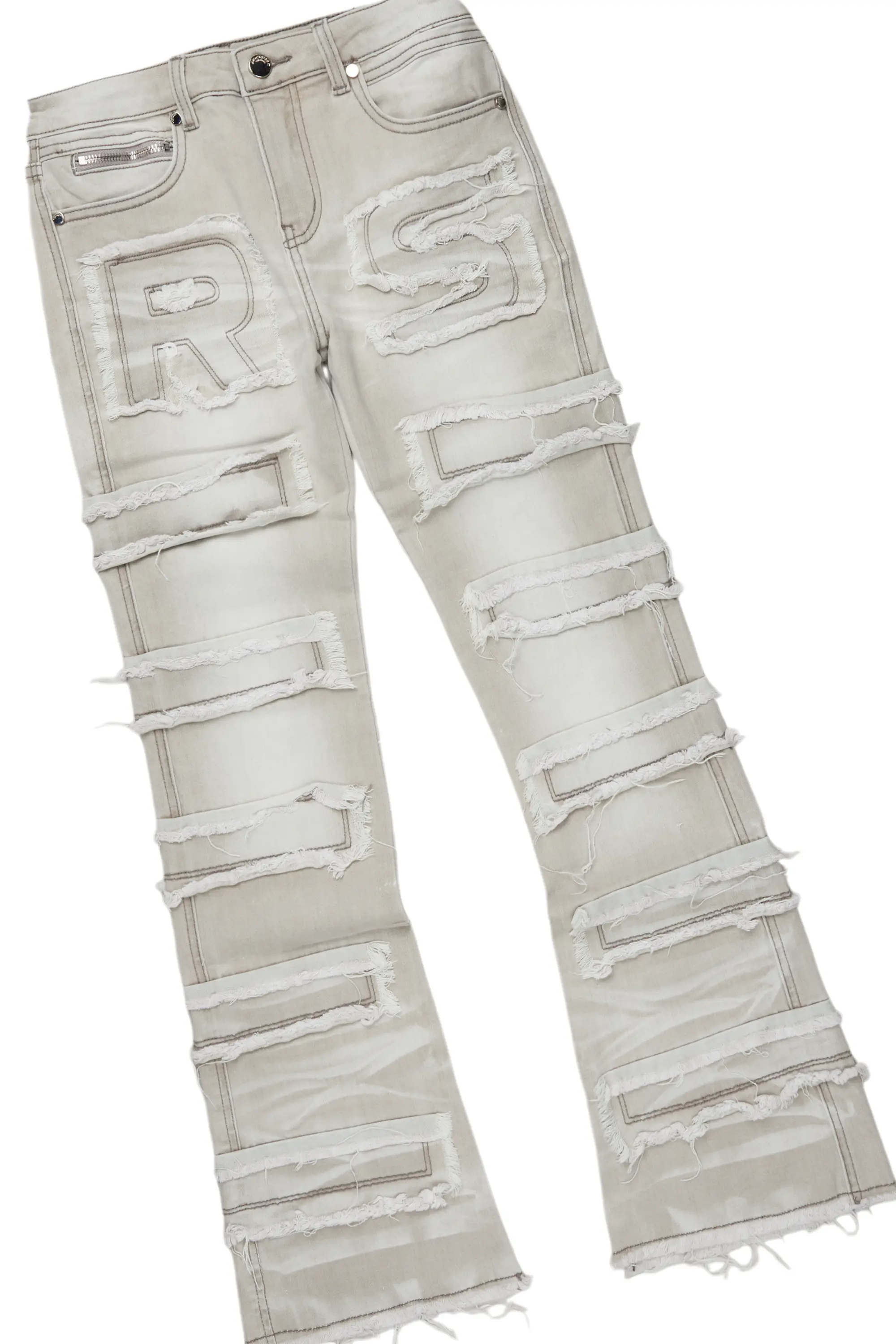 Boys Member Royal/Grey Hoodie/Stacked Flare Jean Set - Image 3