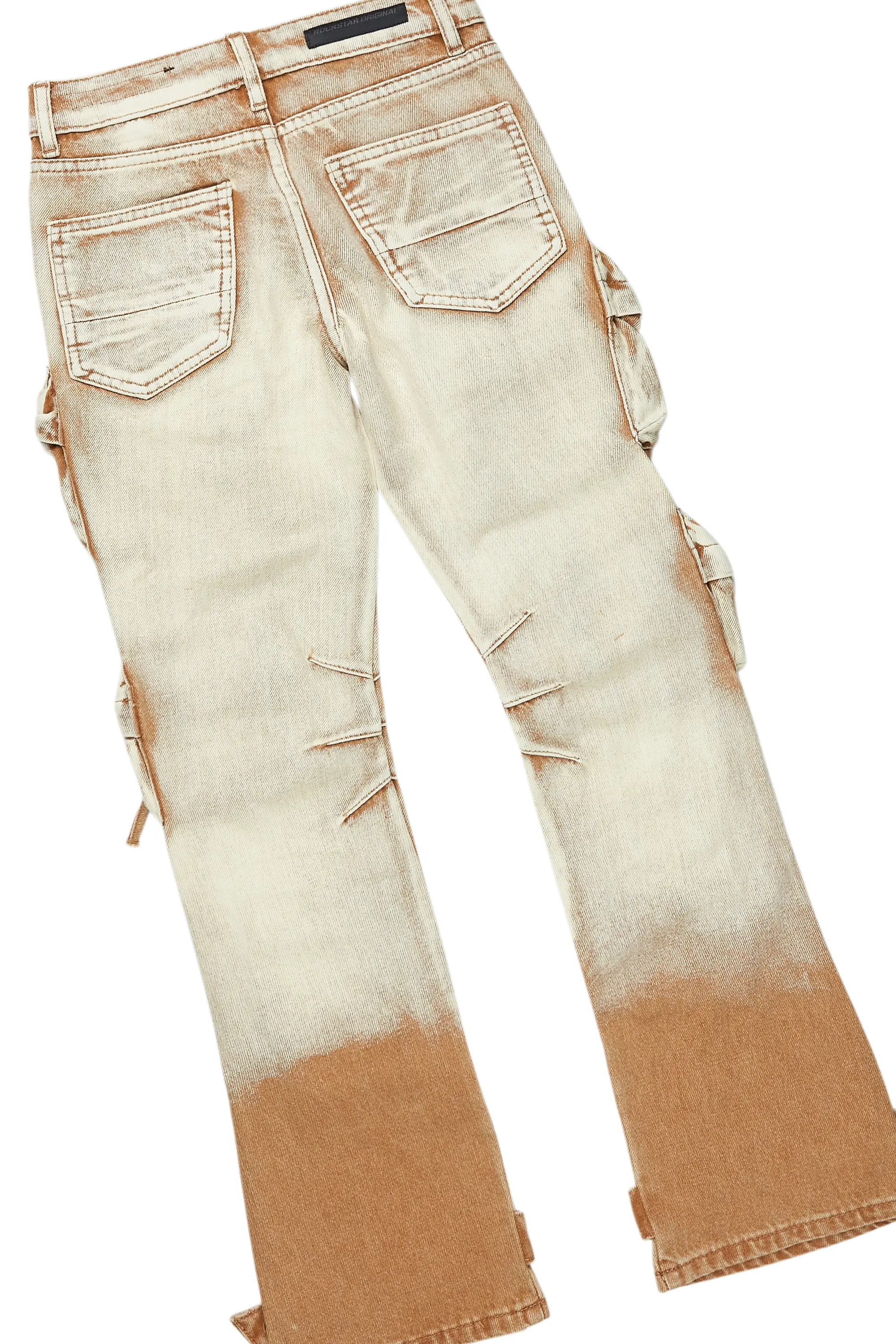 Boys Tadashi Beige Hoodie/Stacked Flare Jean Set - Image 4