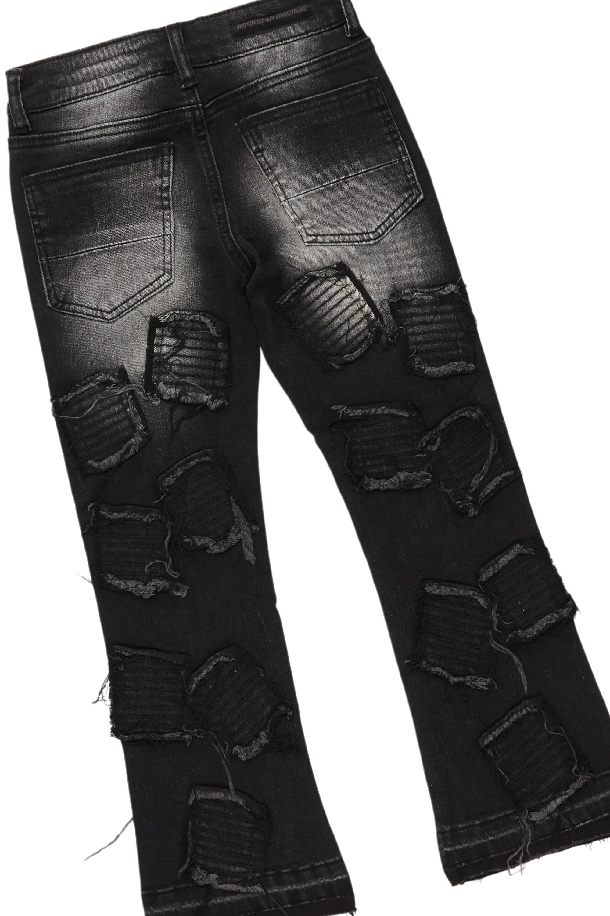 Boys Bede Vintage Black Hoodie/Stacked Flare Jean Set - Image 4