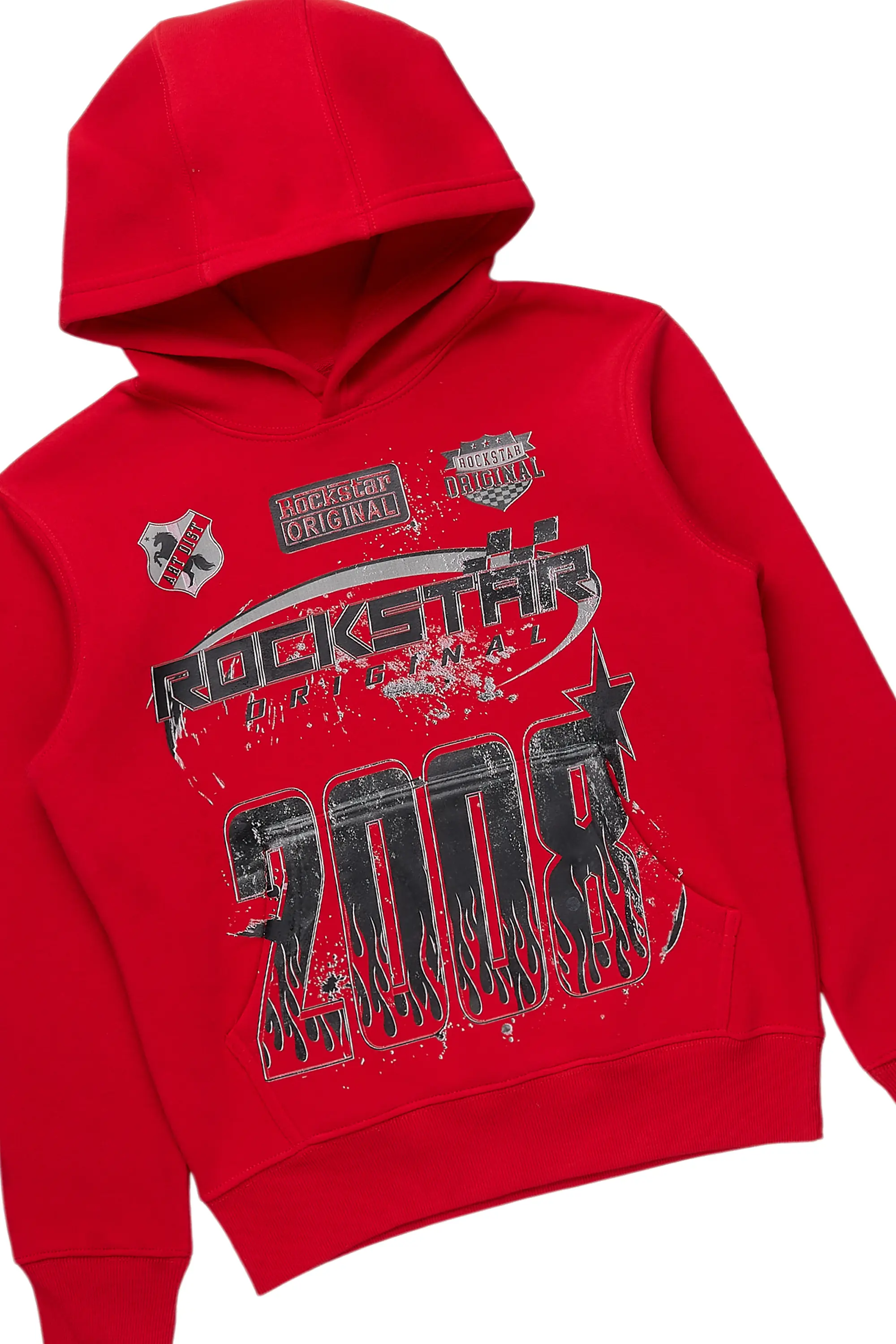 Boys Amos Red Hoodie/Stacked Flare Jean Set - Image 2