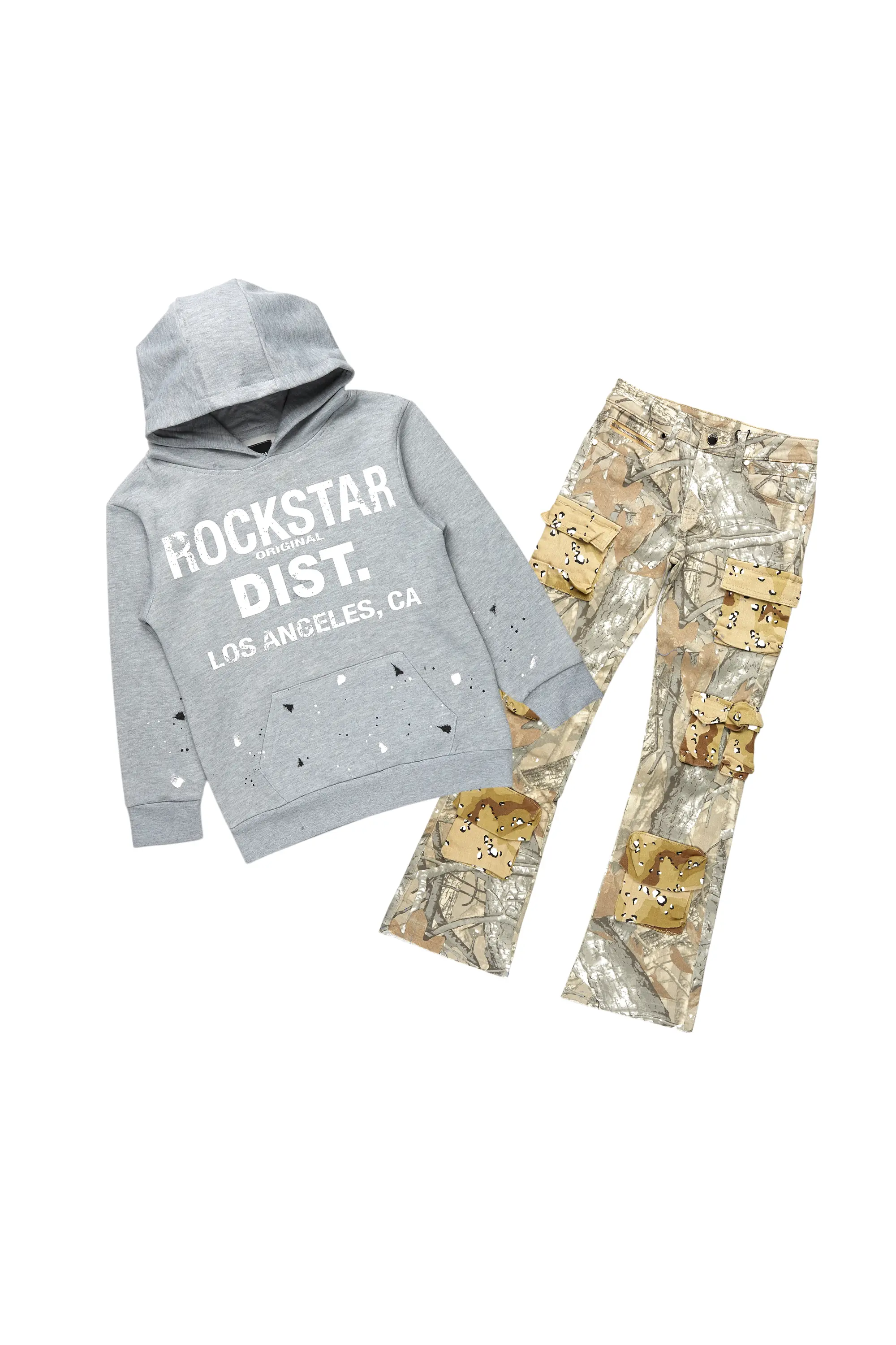 Boys Scotty Grey Hoodie/ Stacked Fit Jean Set