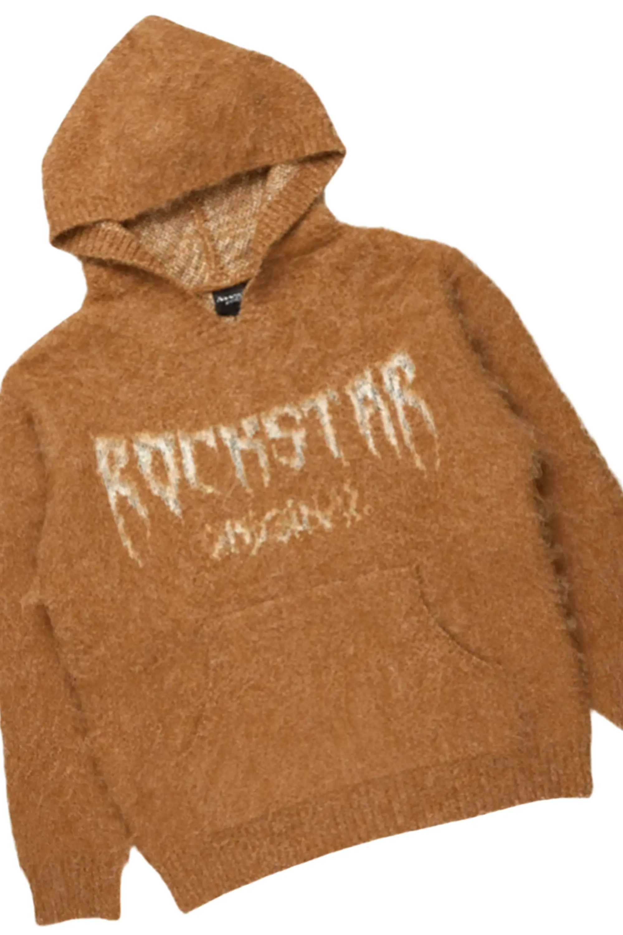 Boys Andros Brown/Light Blue Mohair Hoodie/Stacked Flare Jean Set - Image 2