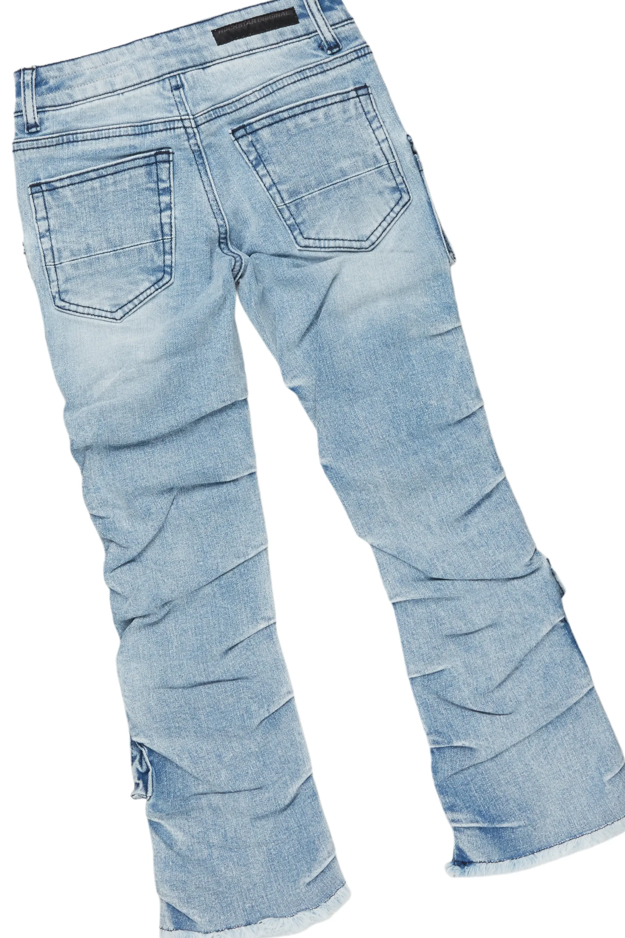 Boys Andros Brown/Light Blue Mohair Hoodie/Stacked Flare Jean Set - Image 4