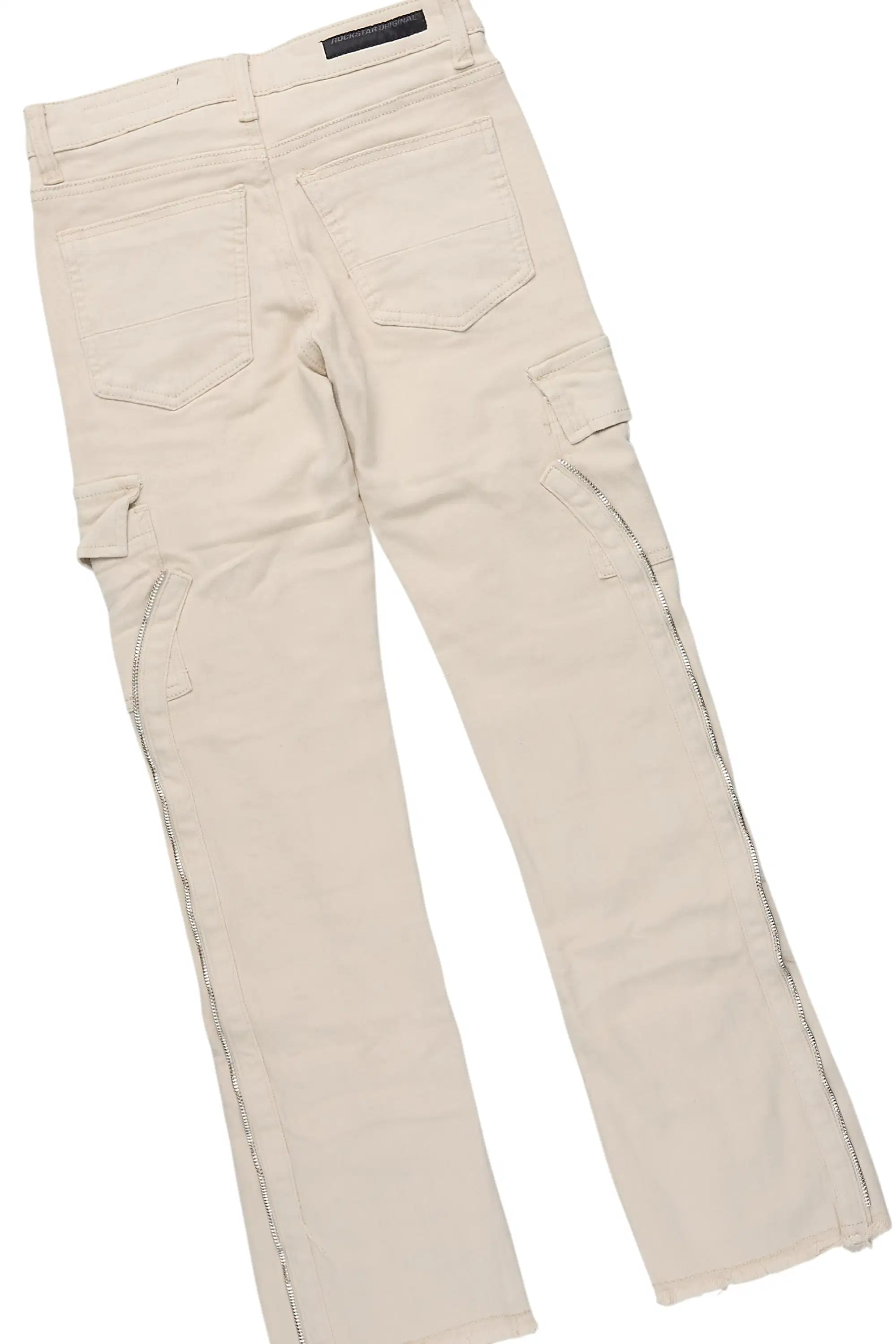 Boys Beau Beige Hoodie/Stacked Jean Set - Image 5