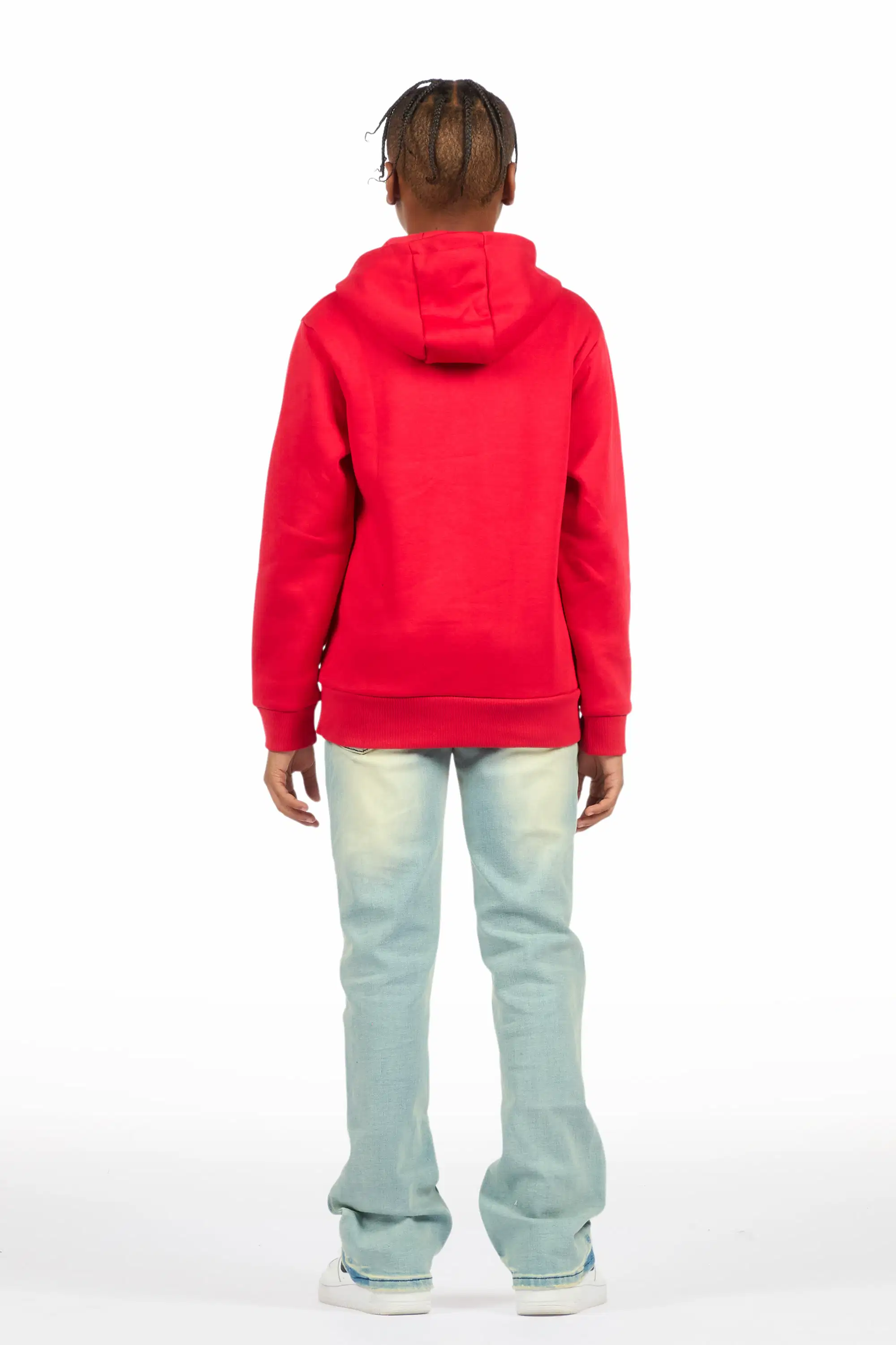 Boys Aylan Red Hoodie Stacked Jean Set - Image 4