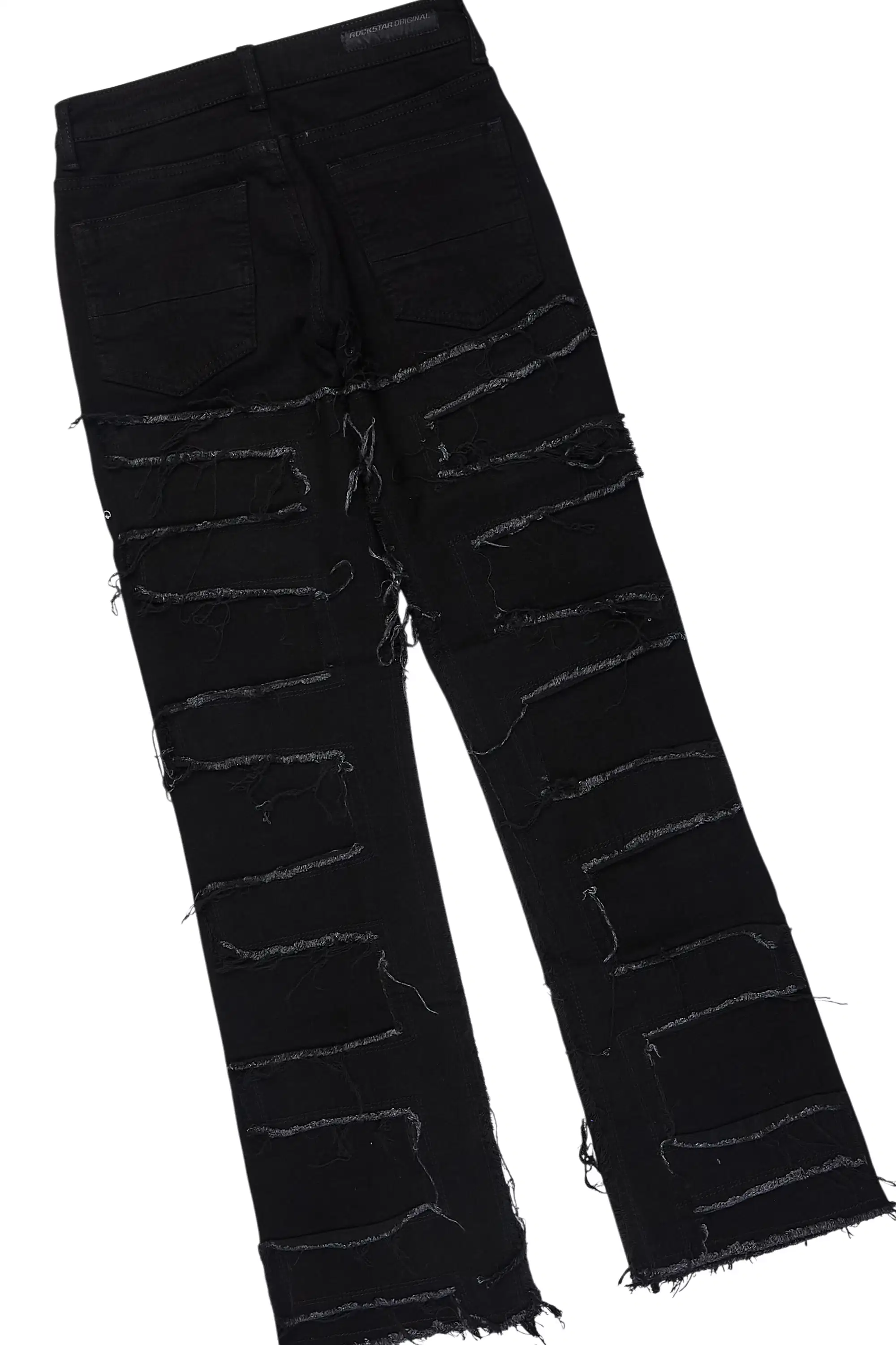 Boys Amina Black Hoodie & Shake Black Stacked Jean Set - Image 4