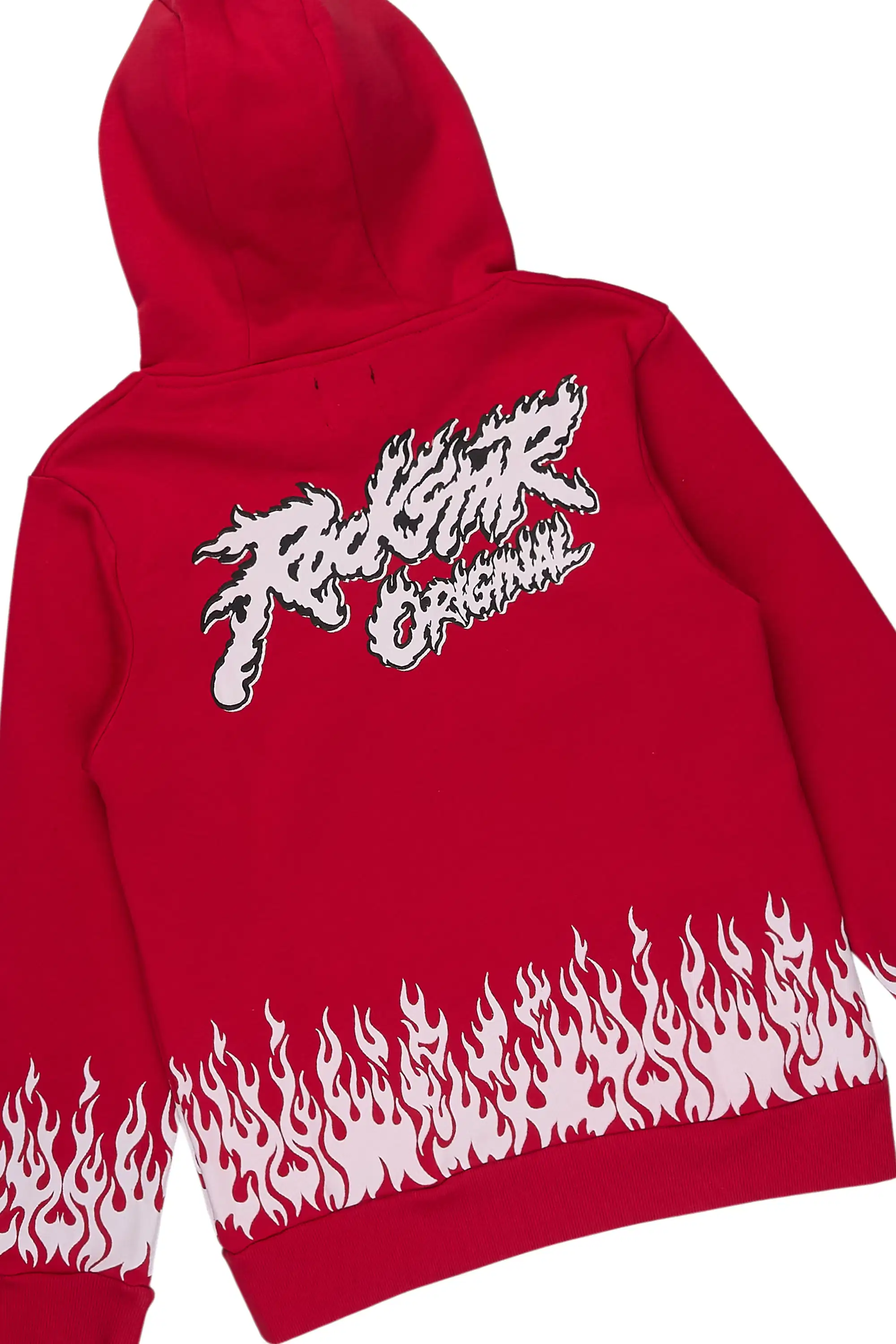 Boys Bubble Red Hoodie Stacked Jean Set - Image 3