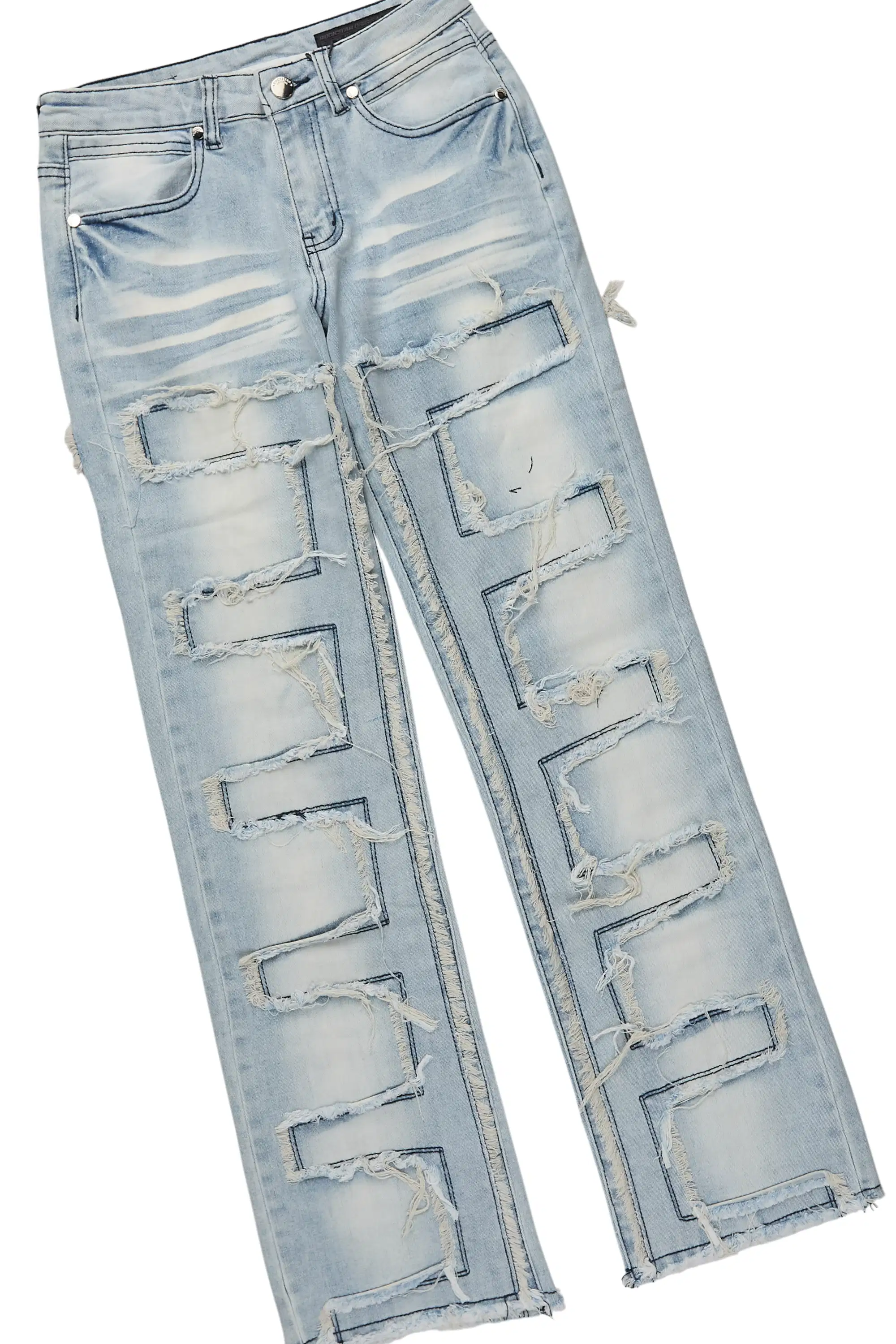 Boys Smitty Grey Hoodie & Shake Blue Stacked Flare Cargo Jean Set - Image 3