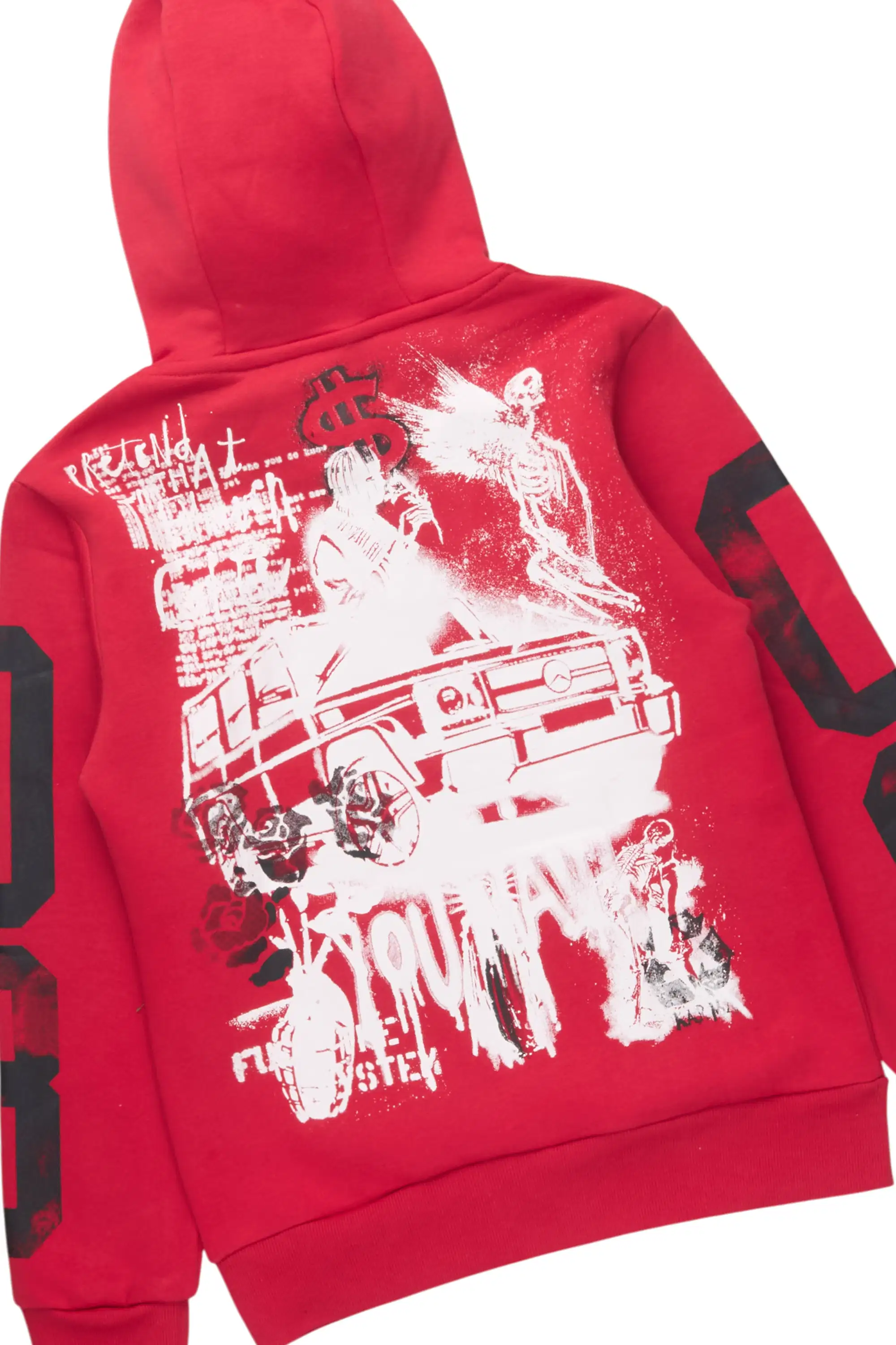 Boys Beau Red Hoodie & Ayami Multi Stacked Jean Set - Image 3