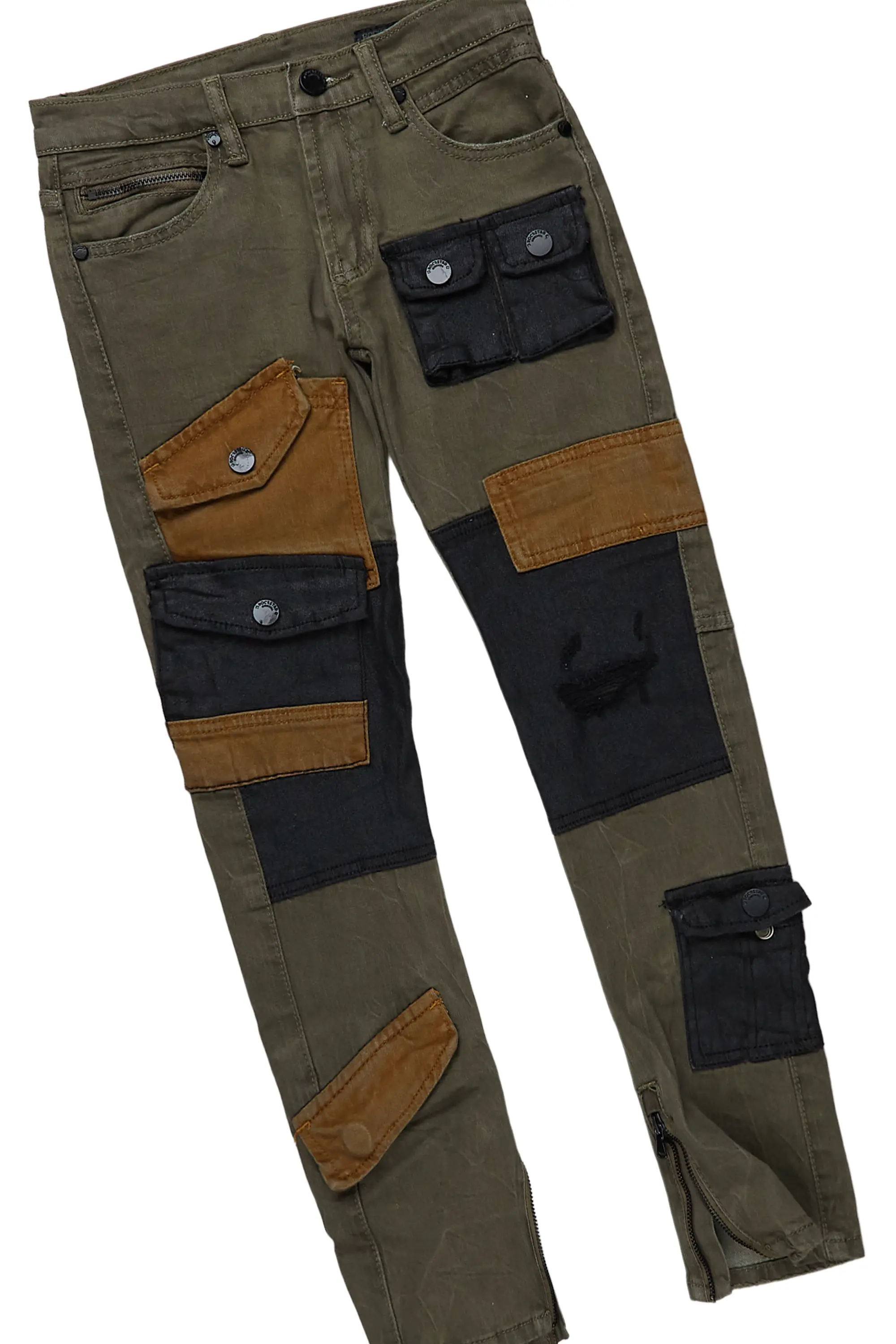Boys Ward Beige T-Shirt/Patch Cargo Jean - Image 5