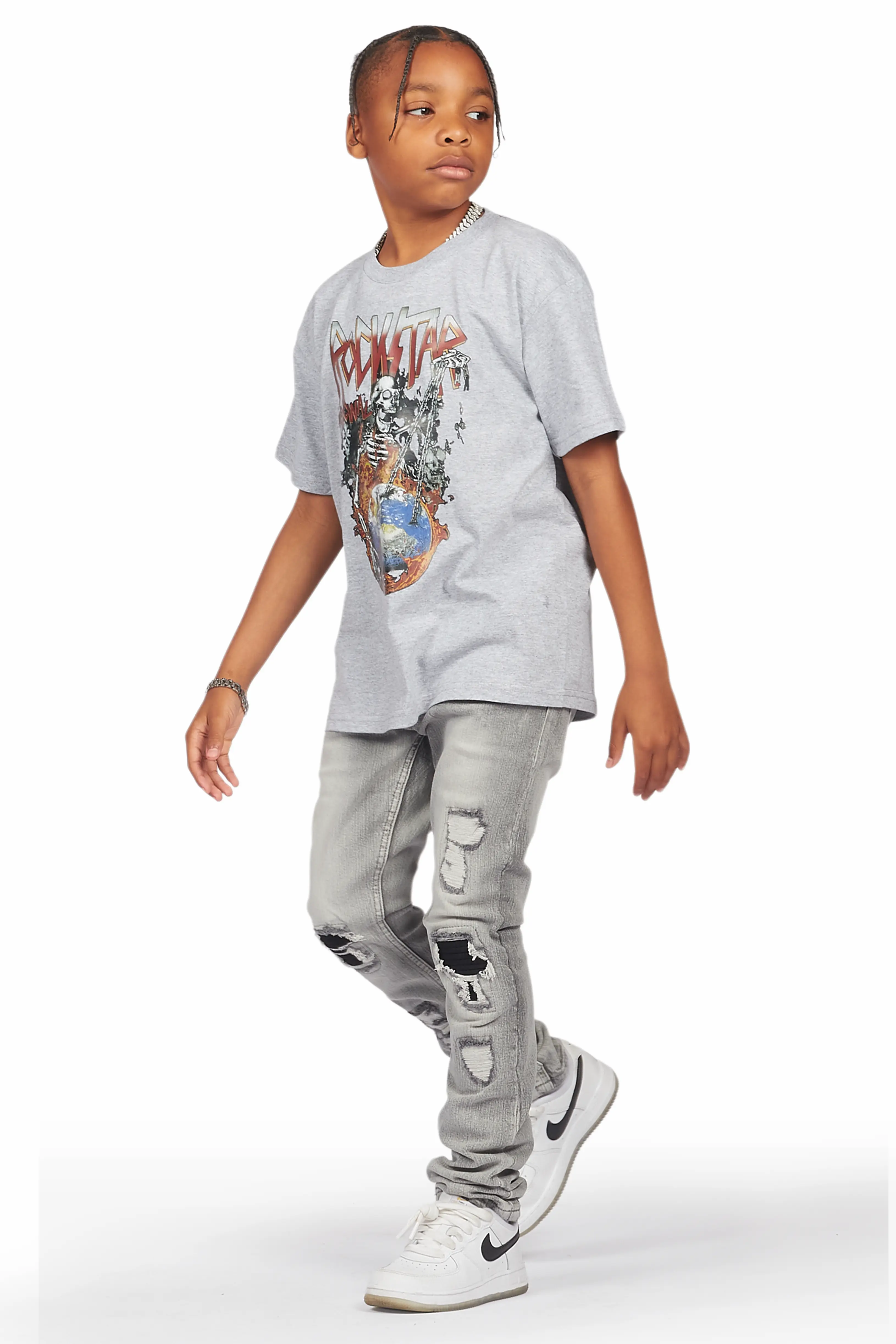 Boys Cachi Grey T-Shirt/Skinny Jean Set - Image 6