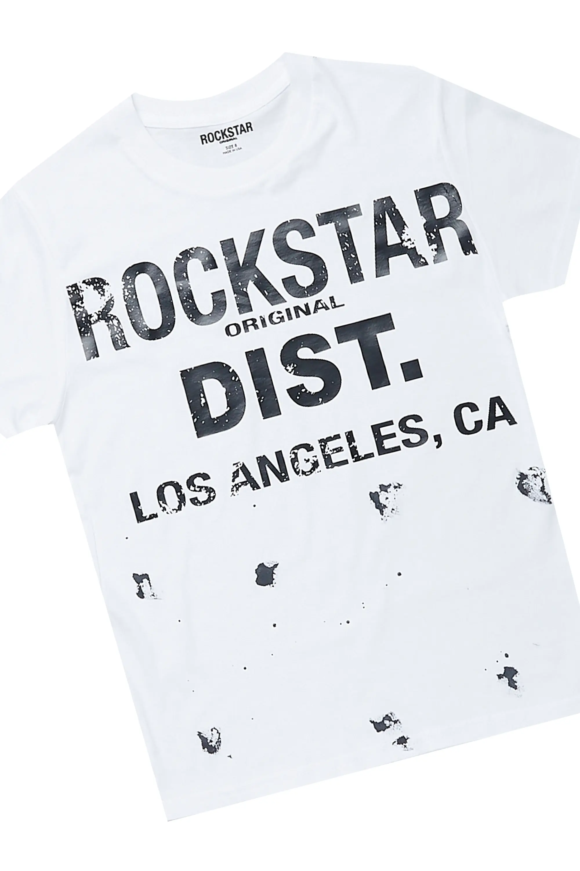 Boys Erix White/Blue T-Shirt/Stacked Flare Jean Set - Image 2