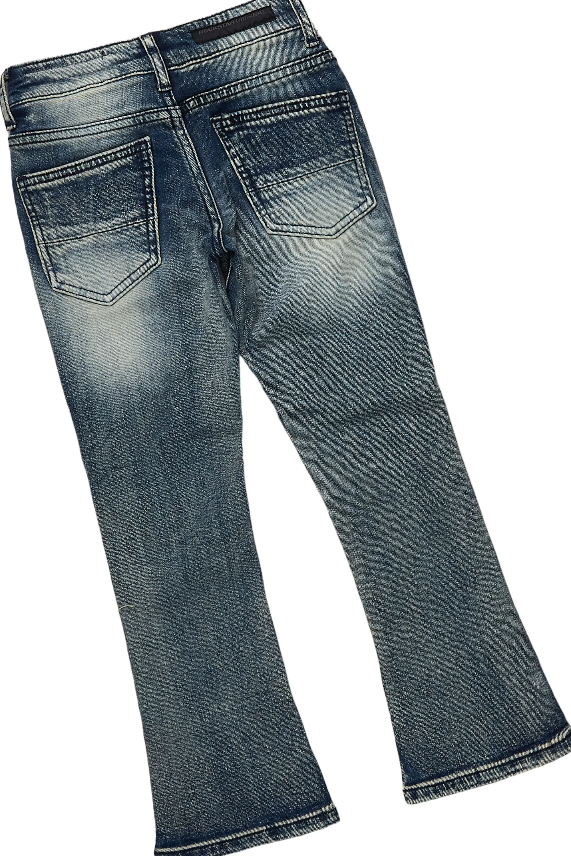 Boys Erix White/Blue T-Shirt/Stacked Flare Jean Set - Image 4