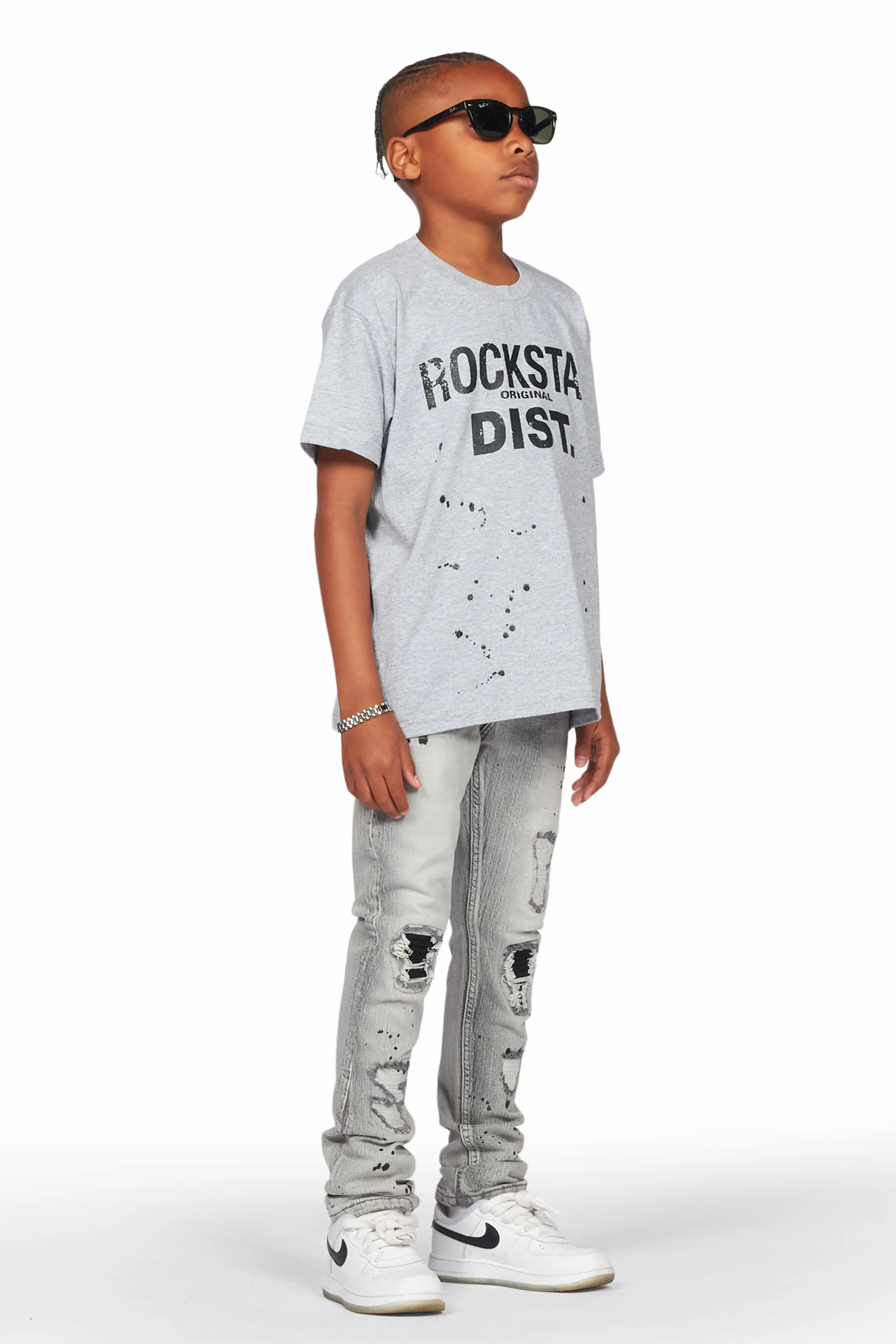 Boys Hani Grey T-Shirt Skinny Jean Set - Image 4