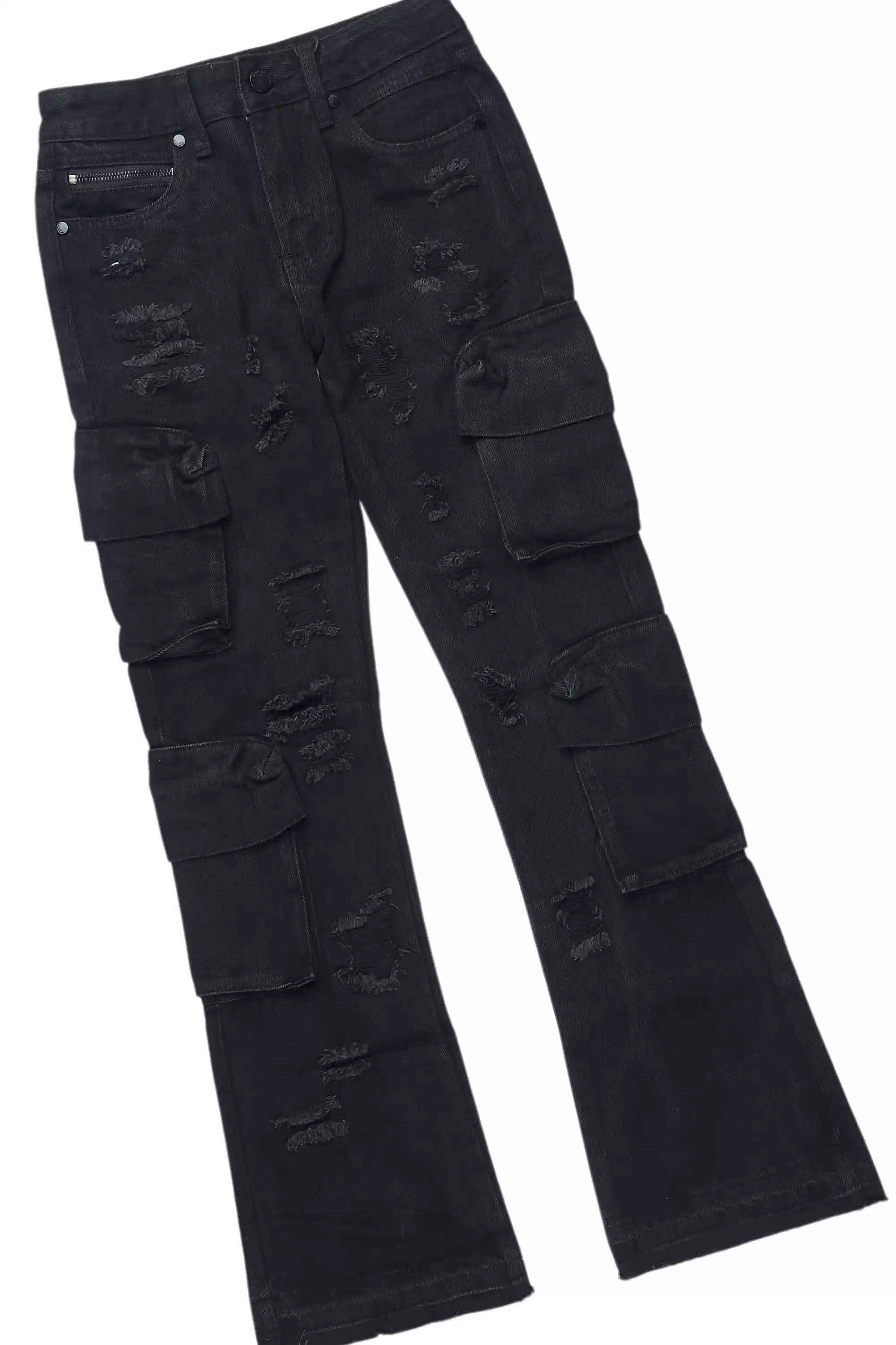 Boys Parsons Black/Yellow T-Shirt/Stacked Flare Jean Set - Image 3