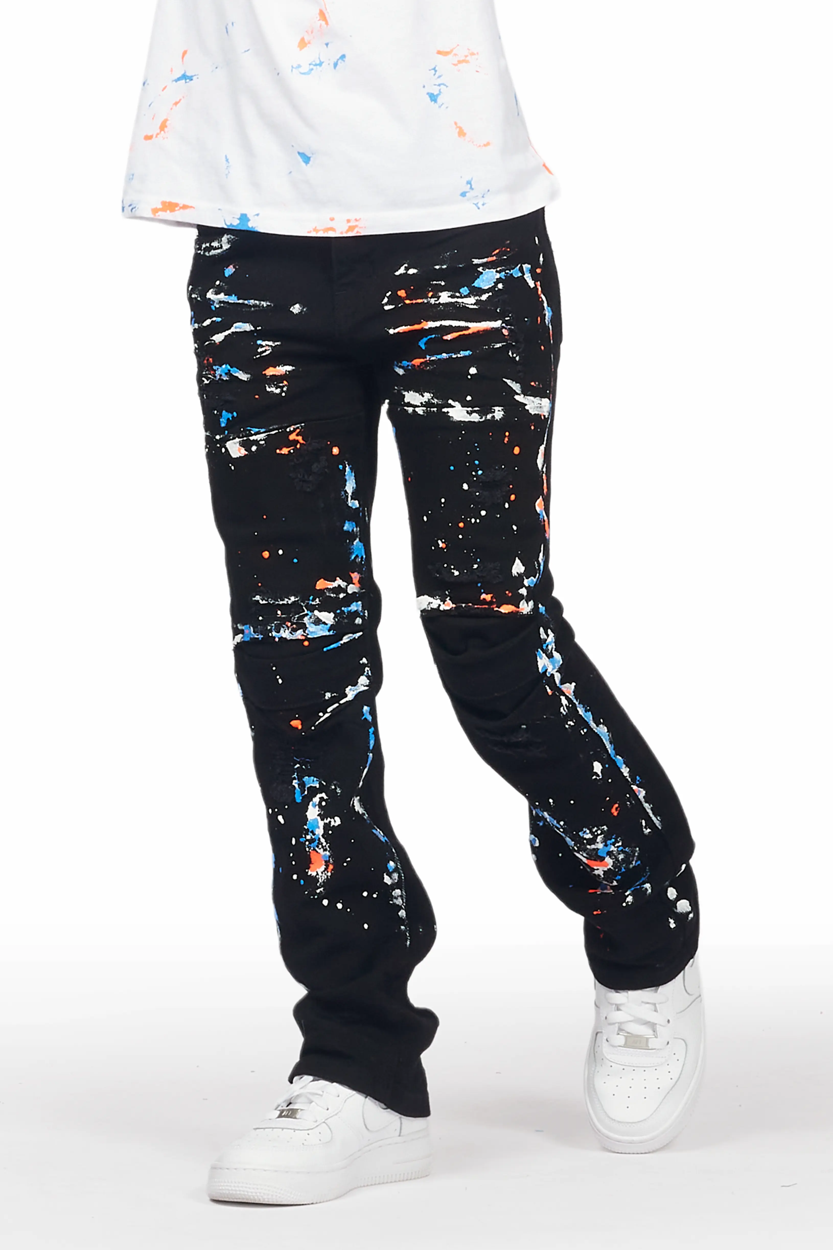 Boys Travis White T-Shirt/Stacked Flare Jean Set - Image 3