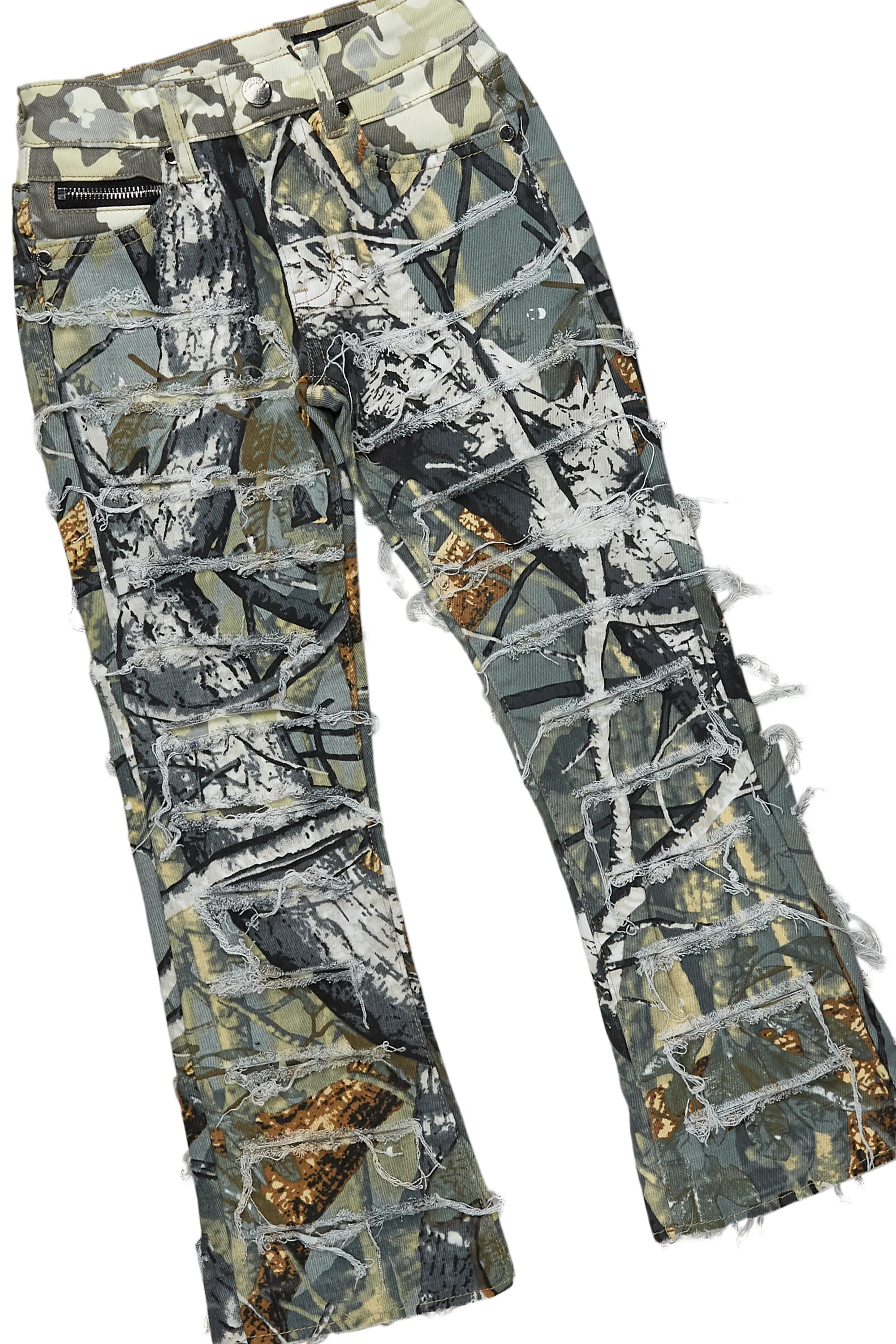 Boys Mateo Tree Camo T-Shirt/Stacked Flare Jean Set - Image 3