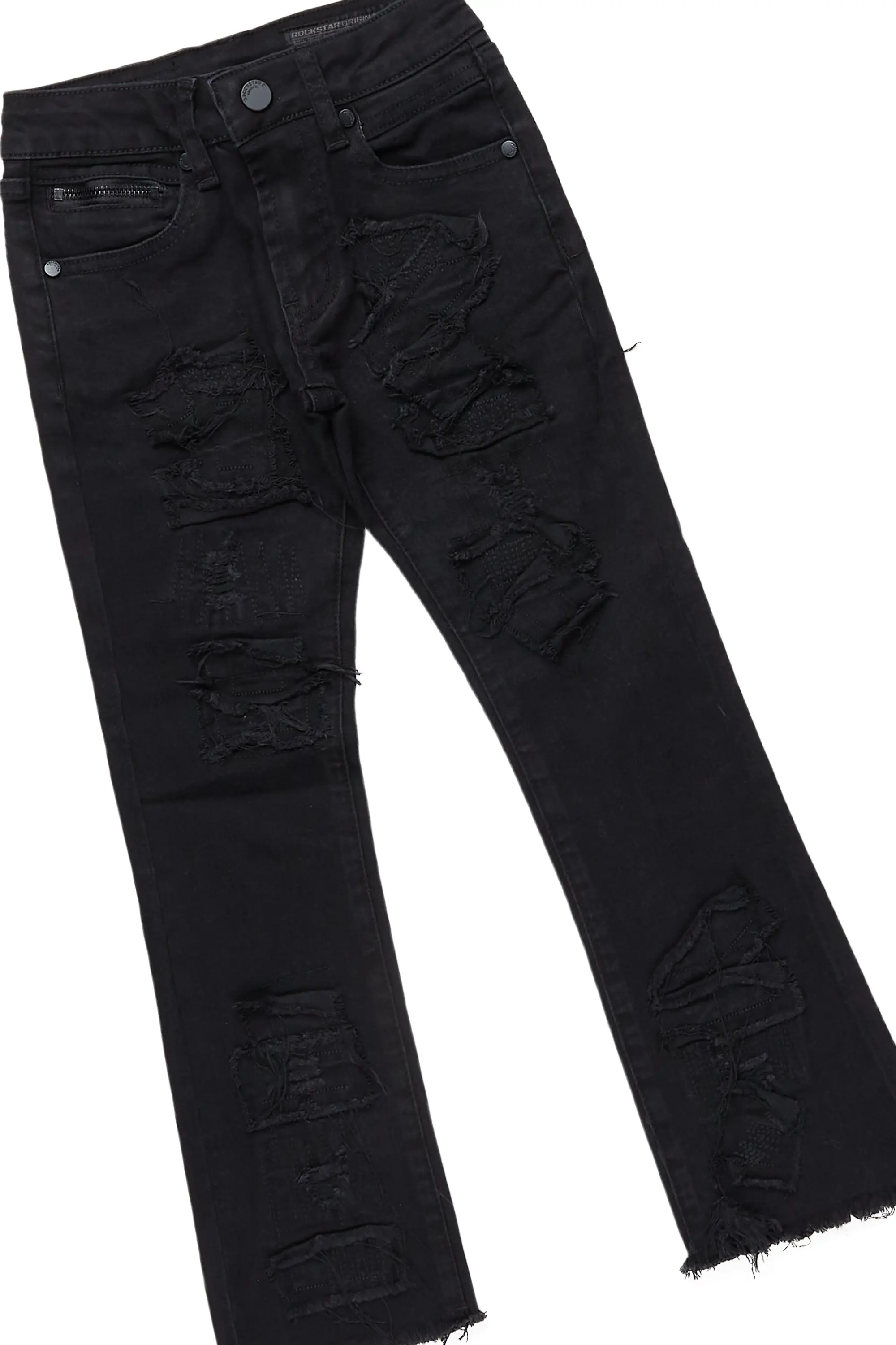Boys Miro Black/Grey Hoodie/Stacked Flare Jean Set - Image 3