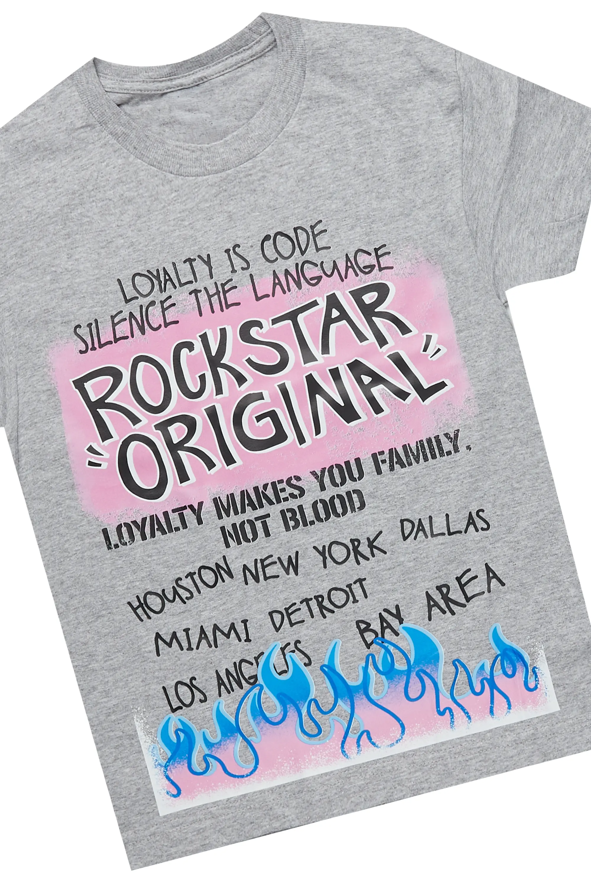 Boys Beno Grey T-Shirt/Stacked Flare Jean Set - Image 2