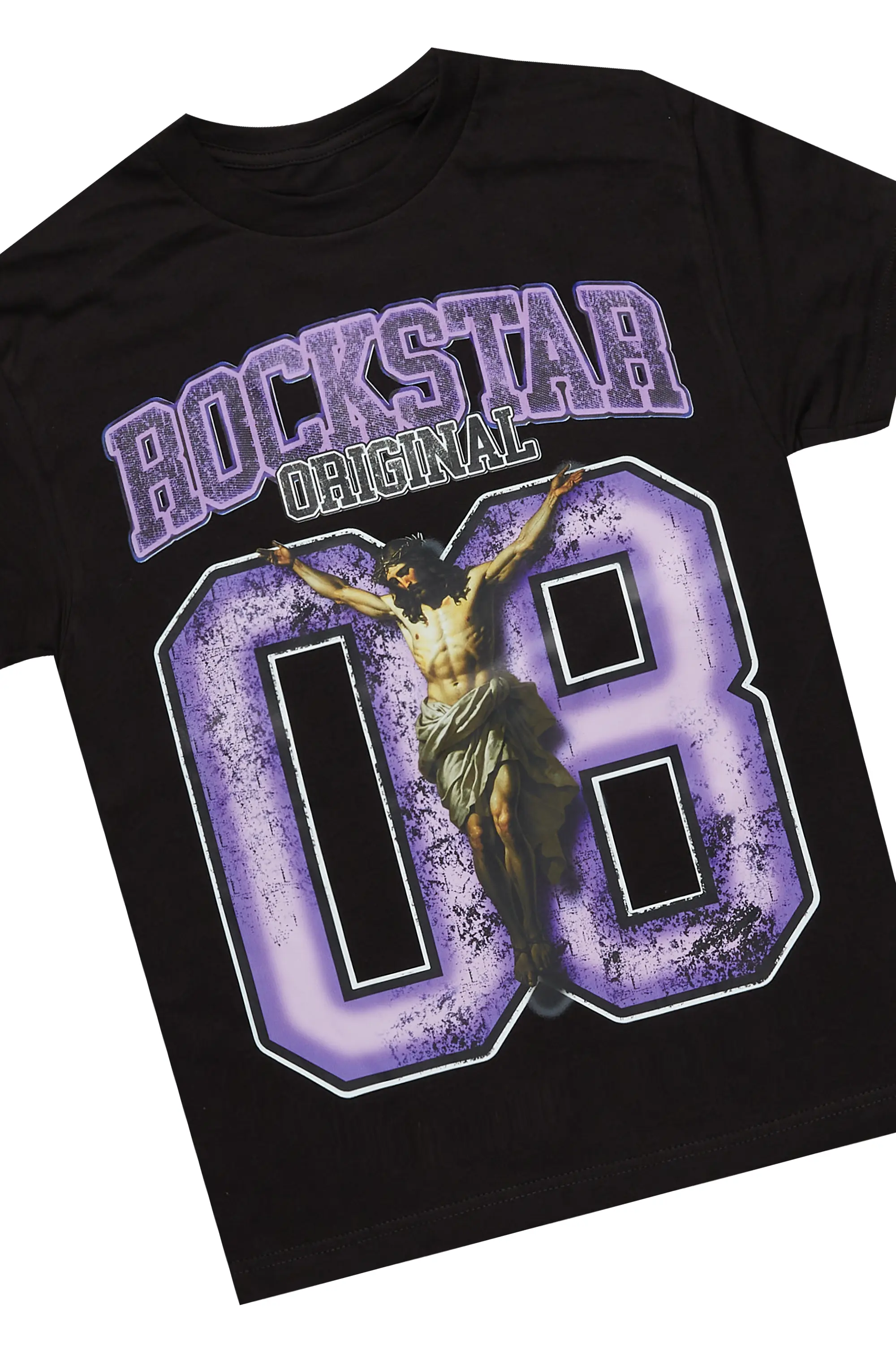 Boys Fields Black/Purple T-Shirt/Stacked Flare Jean Set - Image 2