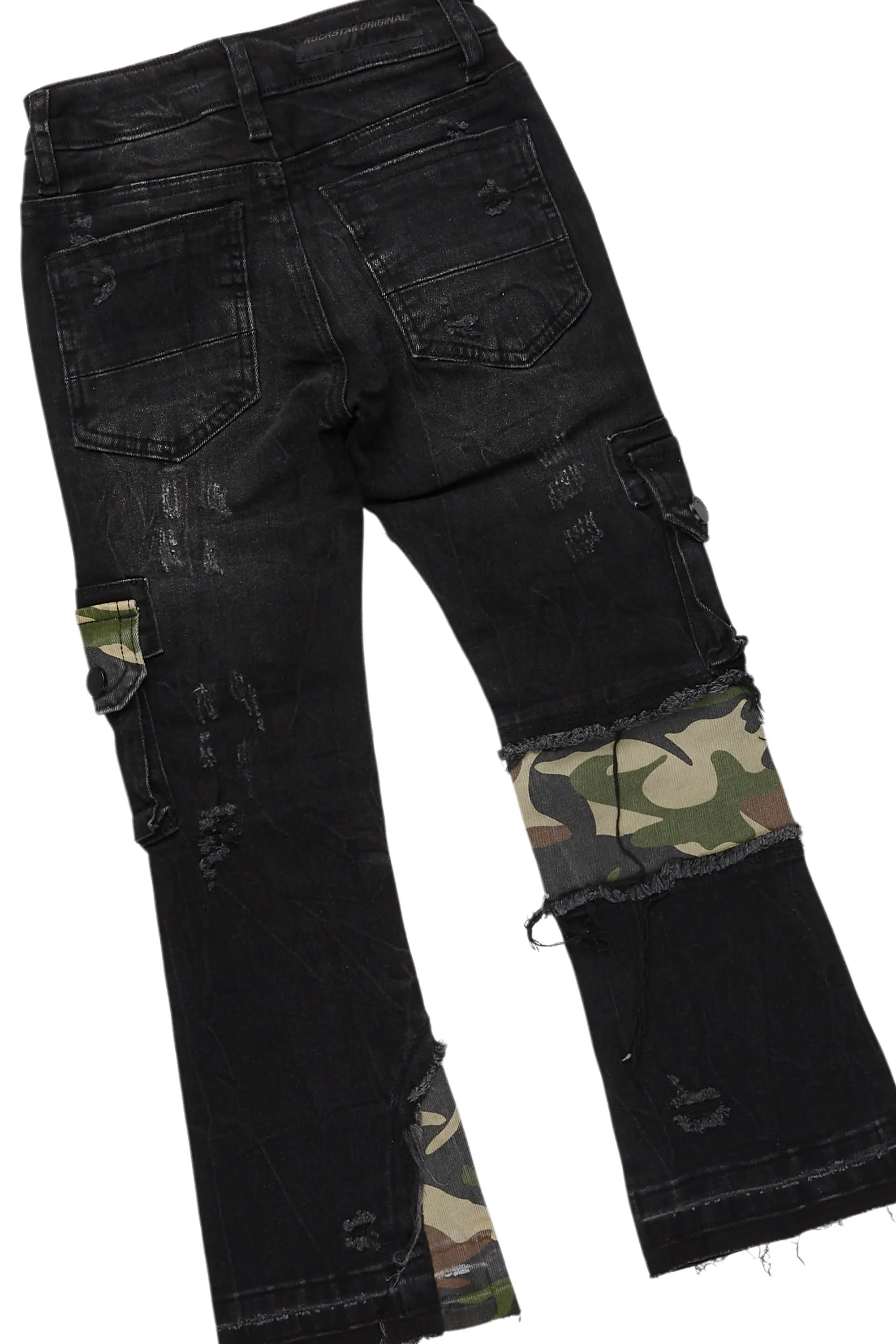 Boys Smitty Heather Grey T-Shirt/Stacked Flare Jean Set - Image 4