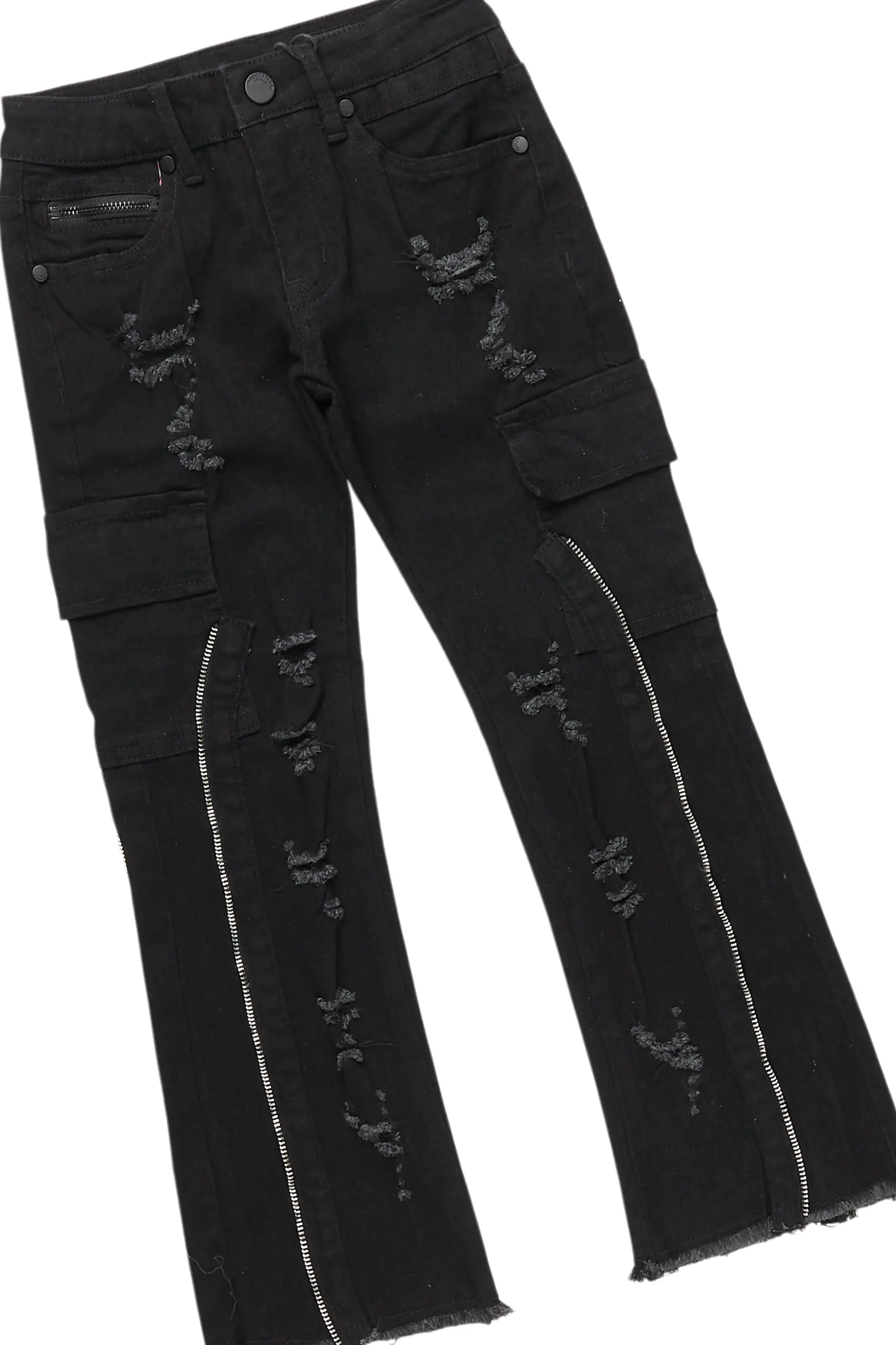 Boys Ponce Black T-Shirt/Stacked Flare Jean Set - Image 3