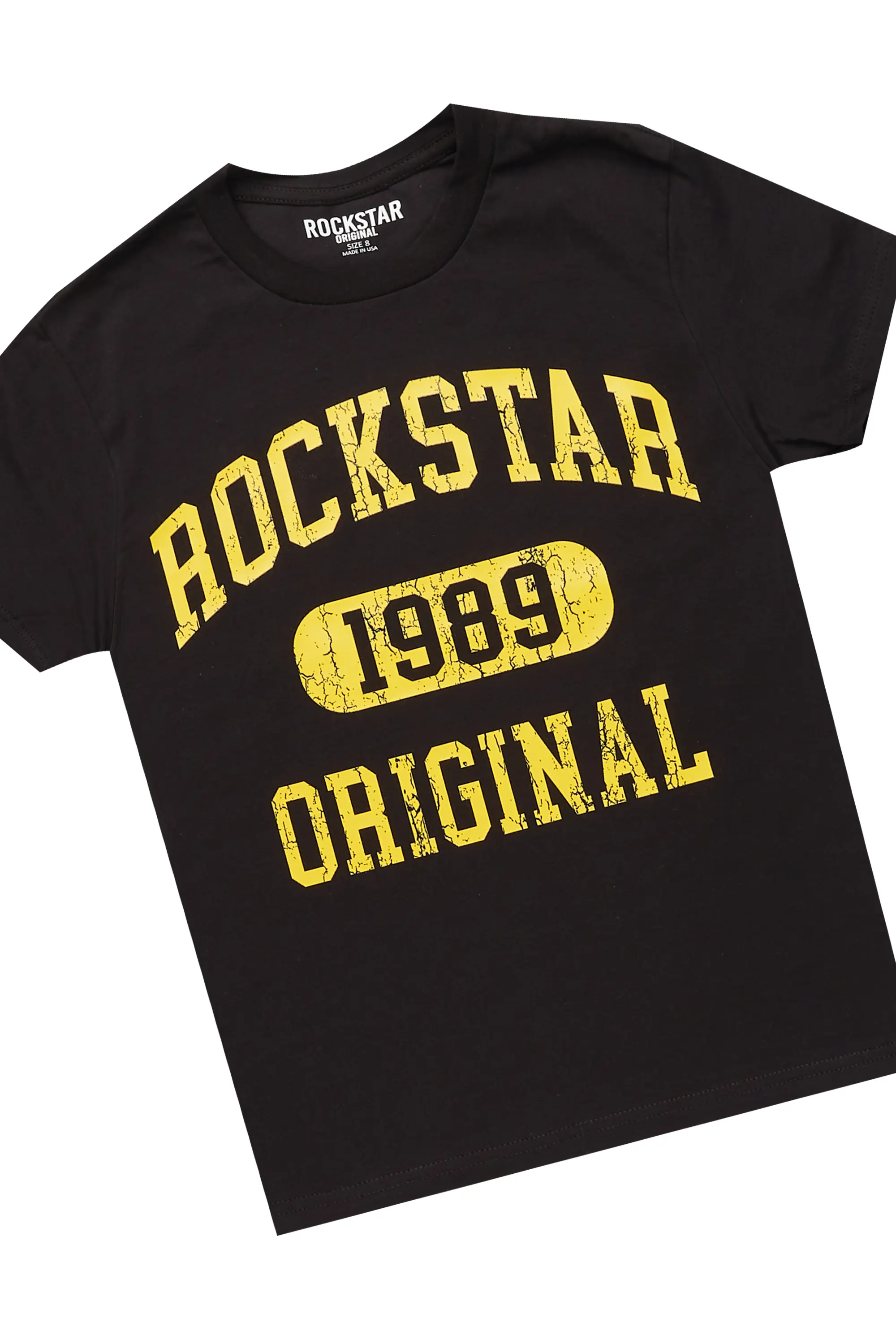 Boys Embers Black/Yellow T-Shirt/Stacked Flare Jean Set - Image 2